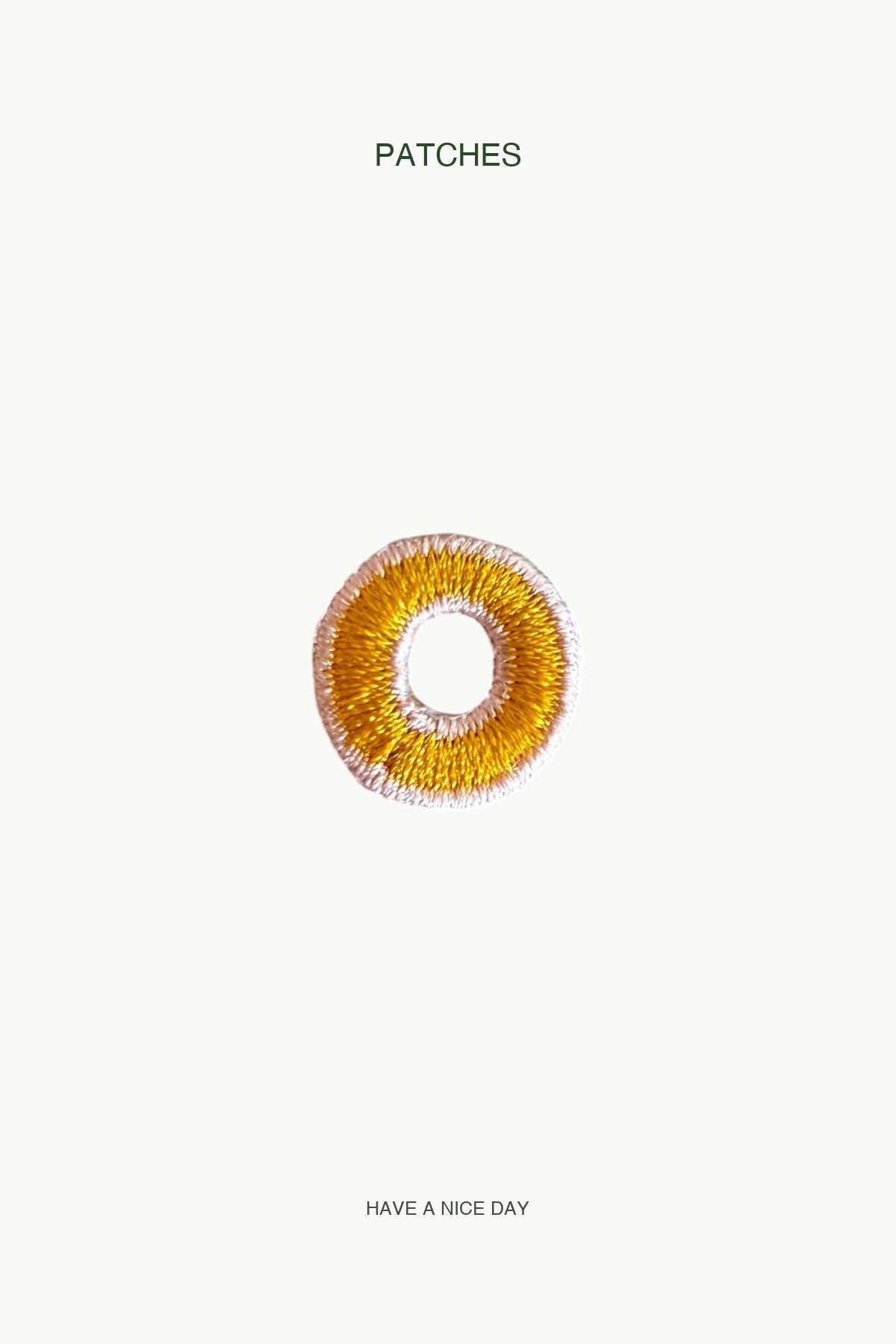 Lowercase o Alphabet Patch — branded PATCHES display card