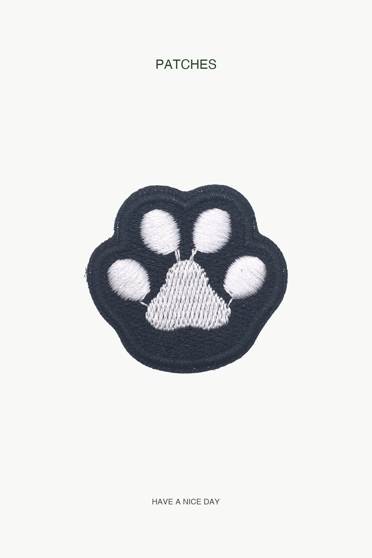 White Cat Footprint Patch — branded PATCHES display card