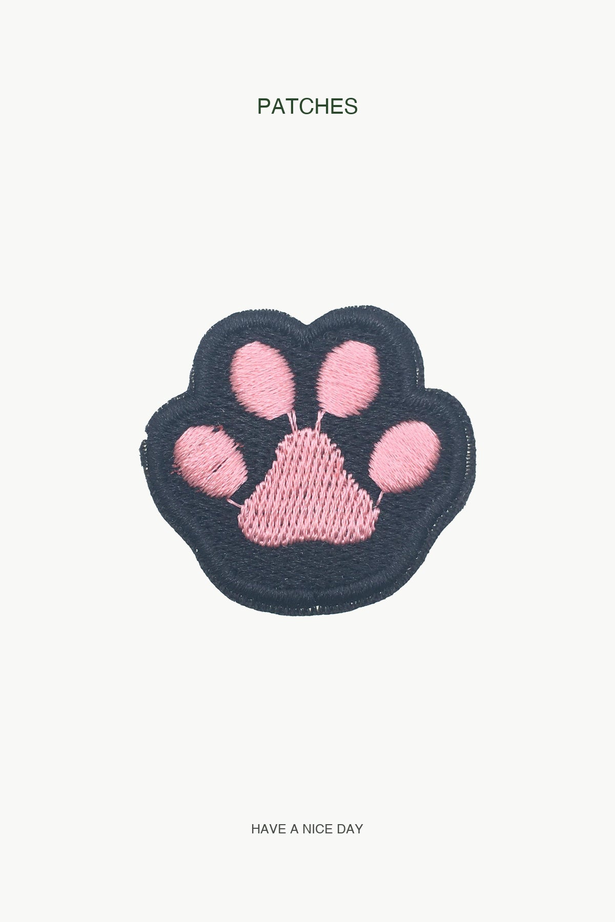 Pink Cat Footprint Patch — branded PATCHES display card