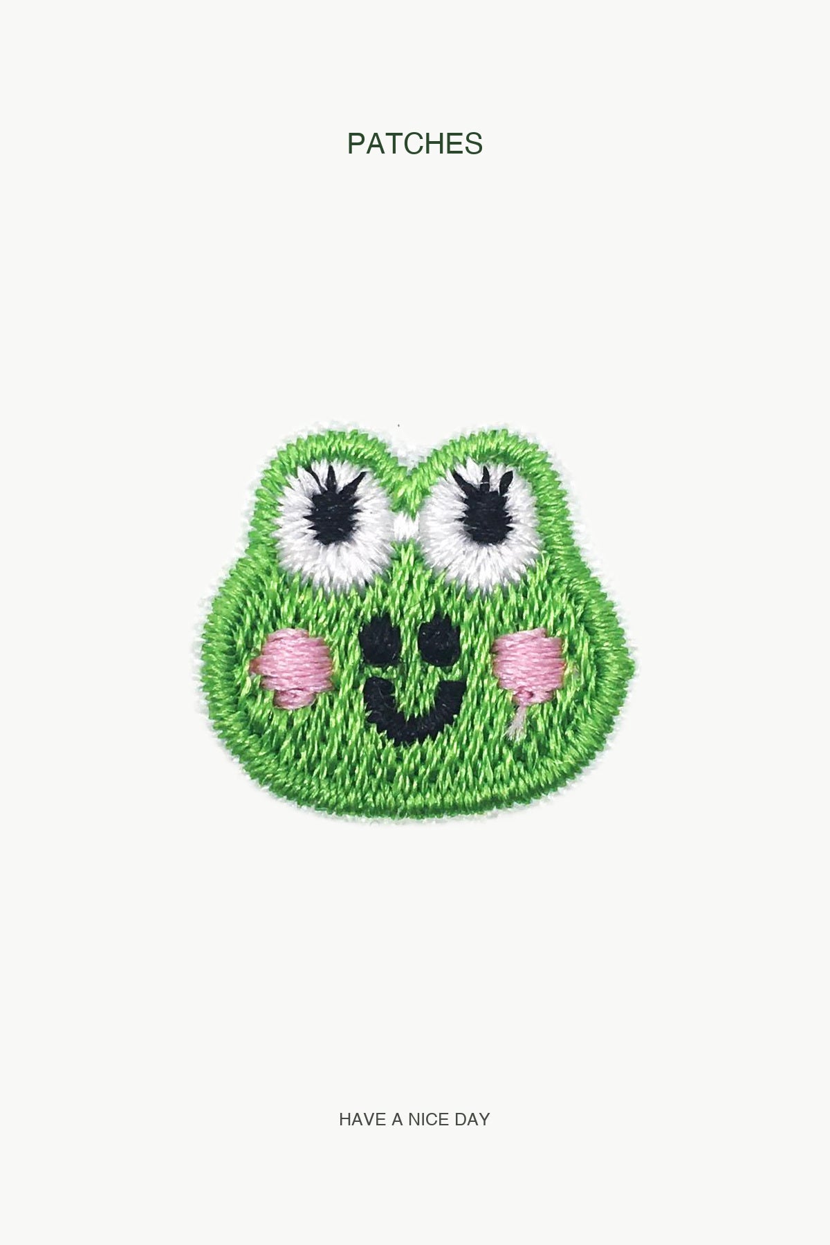 Little Smiling Frog Patch — branded PATCHES display card