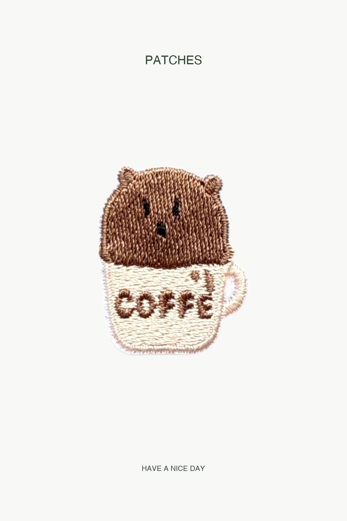 Brown Bear in White Coffee Patch — branded PATCHES display card