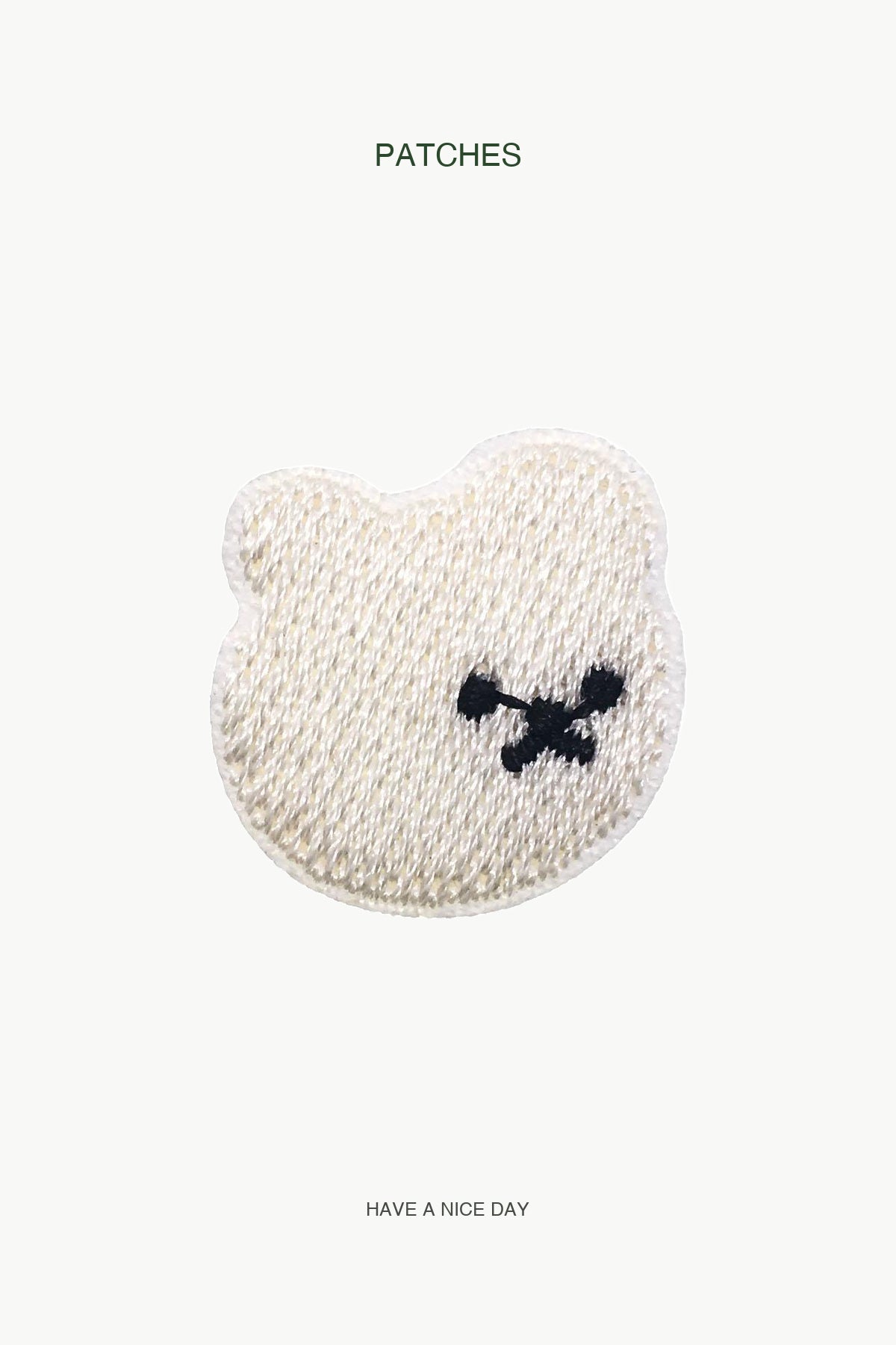 Little White Bear Patch — branded PATCHES display card