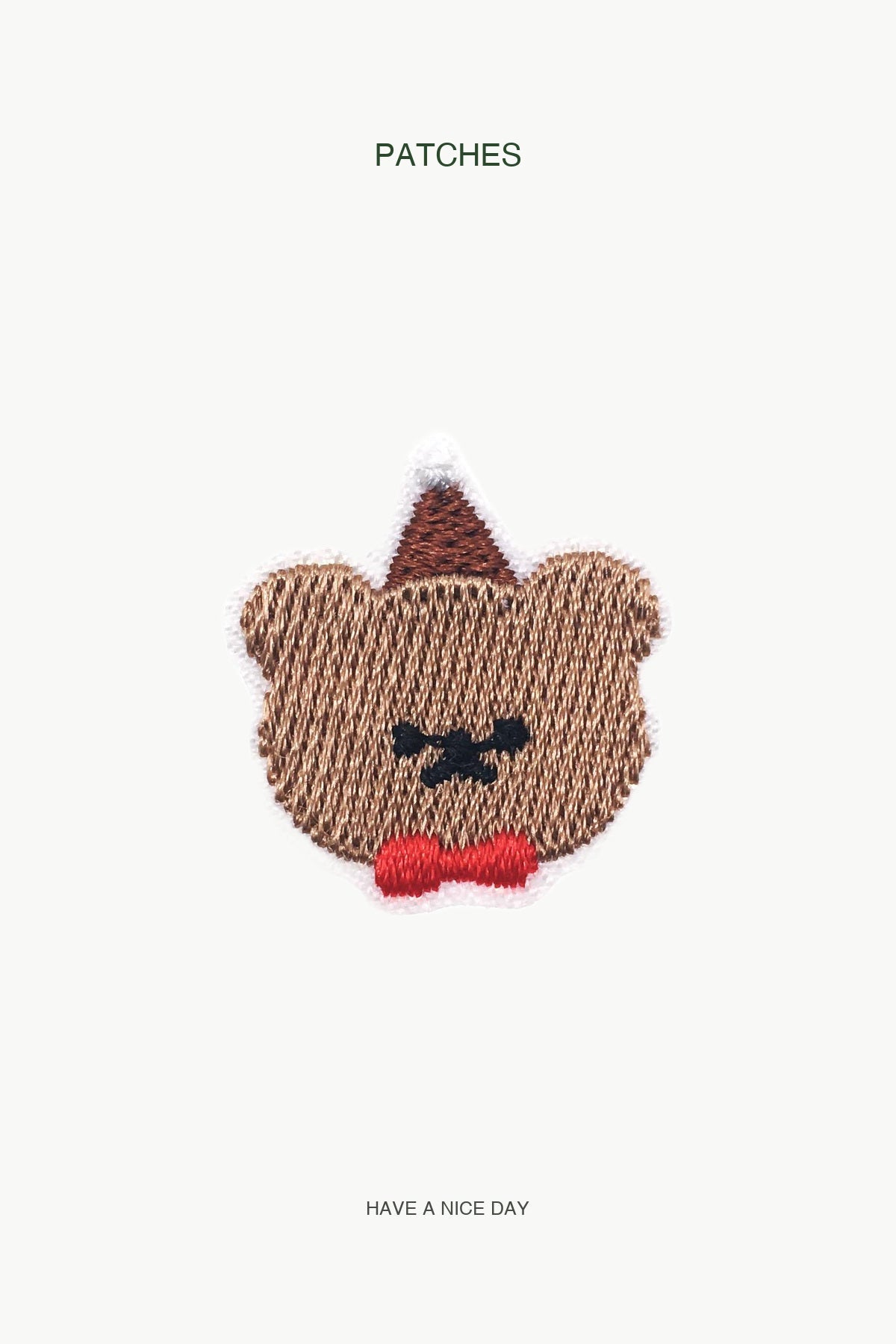 Brown Bear With Bowtie Patch — branded PATCHES display card