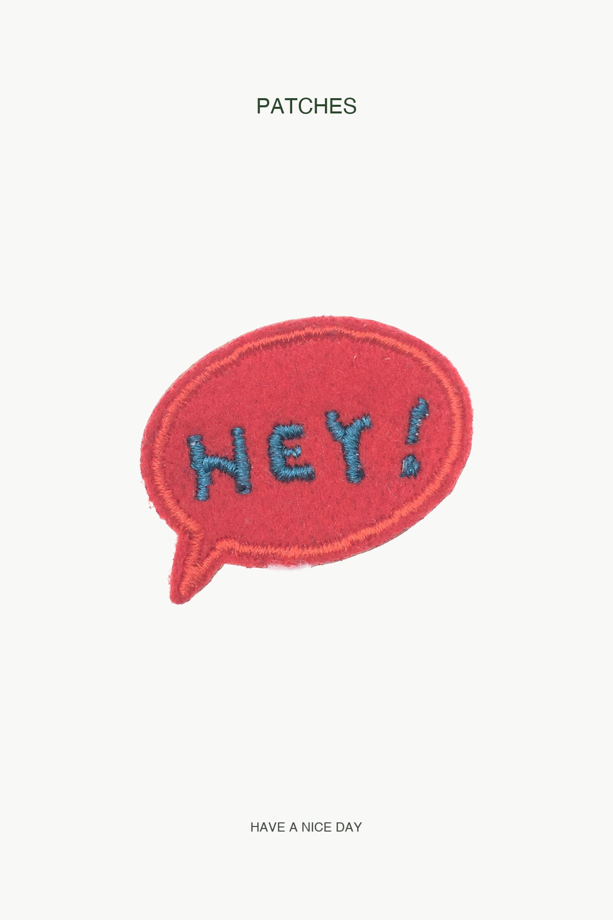 HEY! Patch — branded PATCHES display card