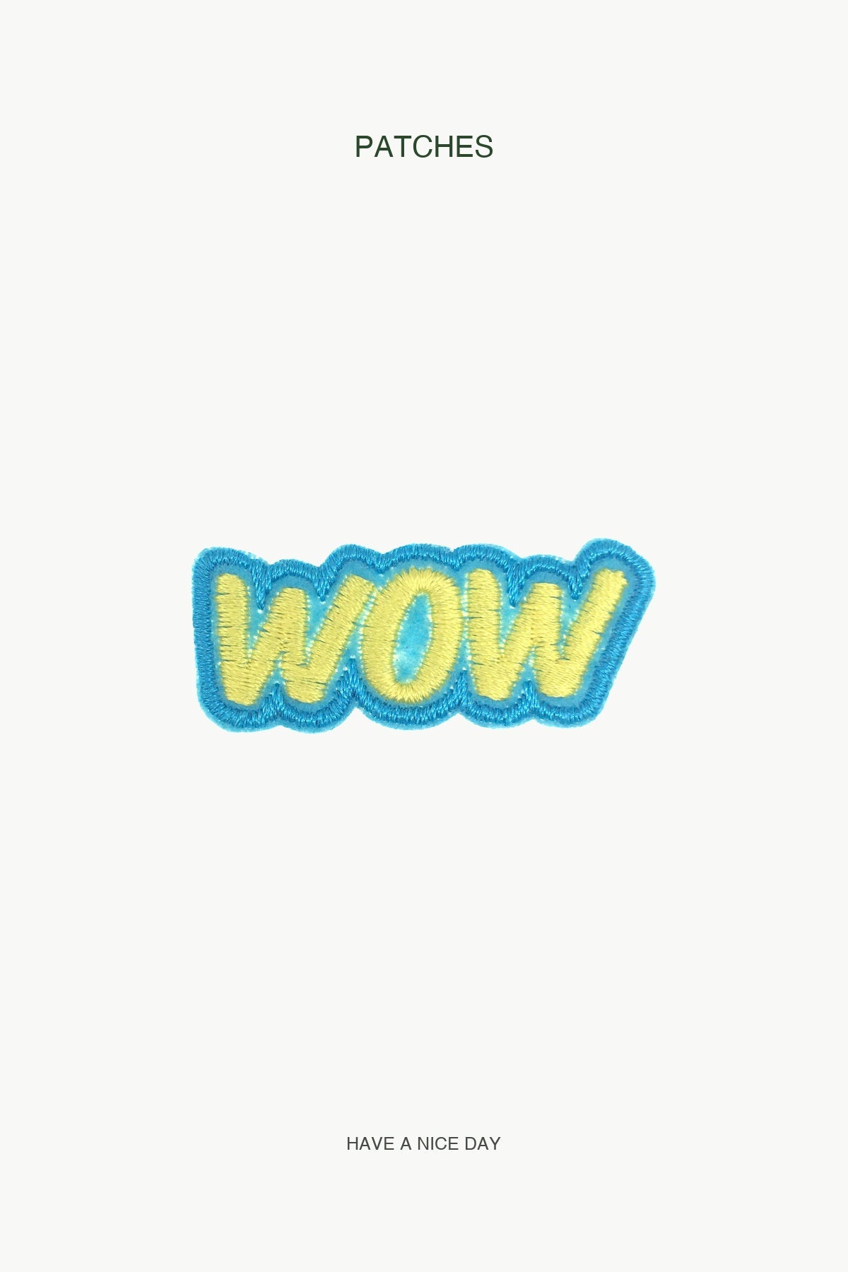 WOW Patch — branded PATCHES display card