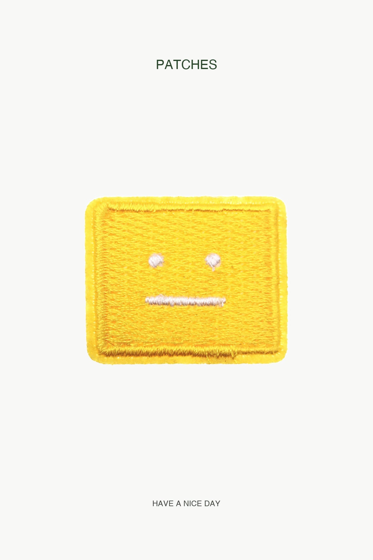 Yellow Square Face Patch — branded PATCHES display card