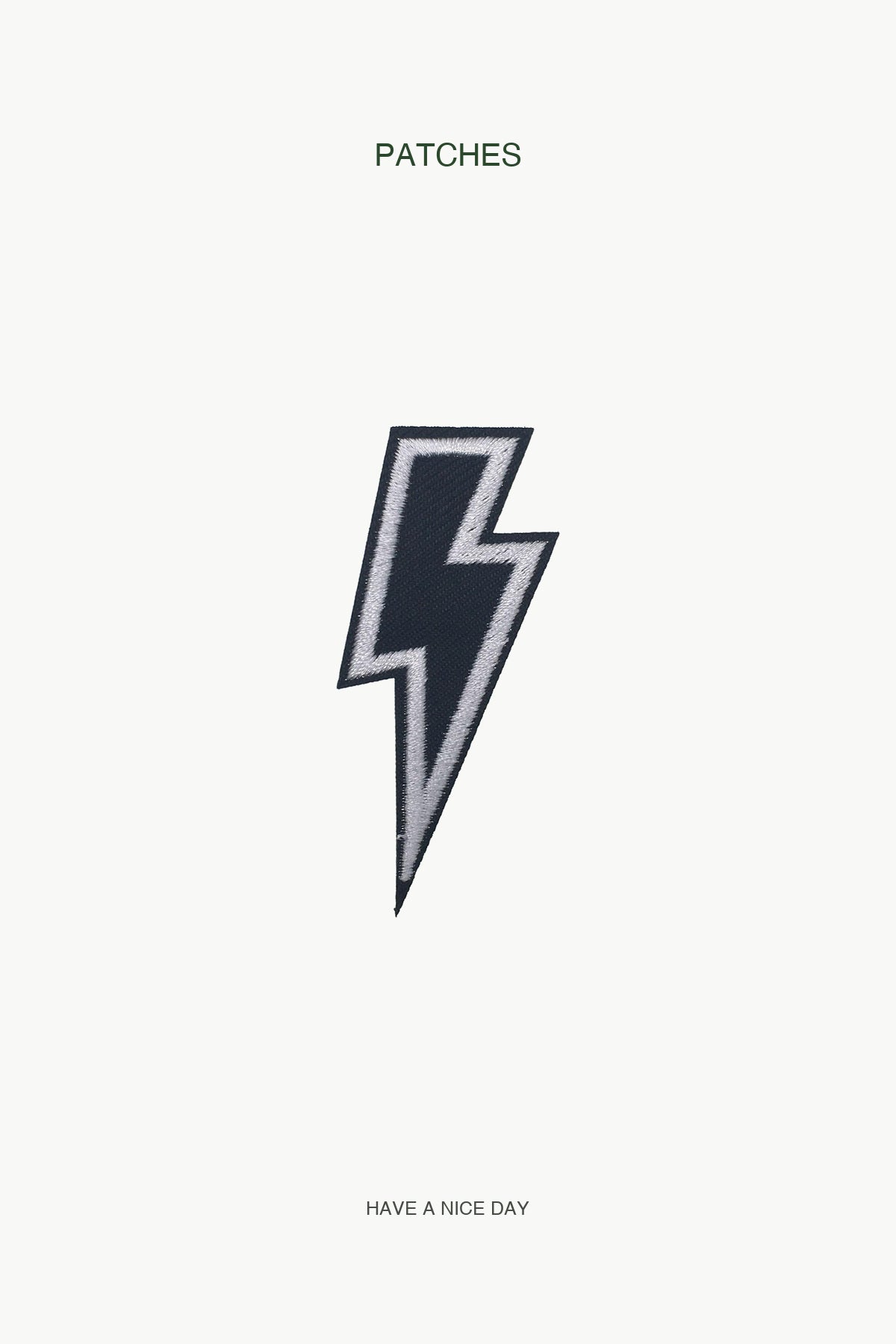 Black Lightning Bolt Patch — branded PATCHES display card