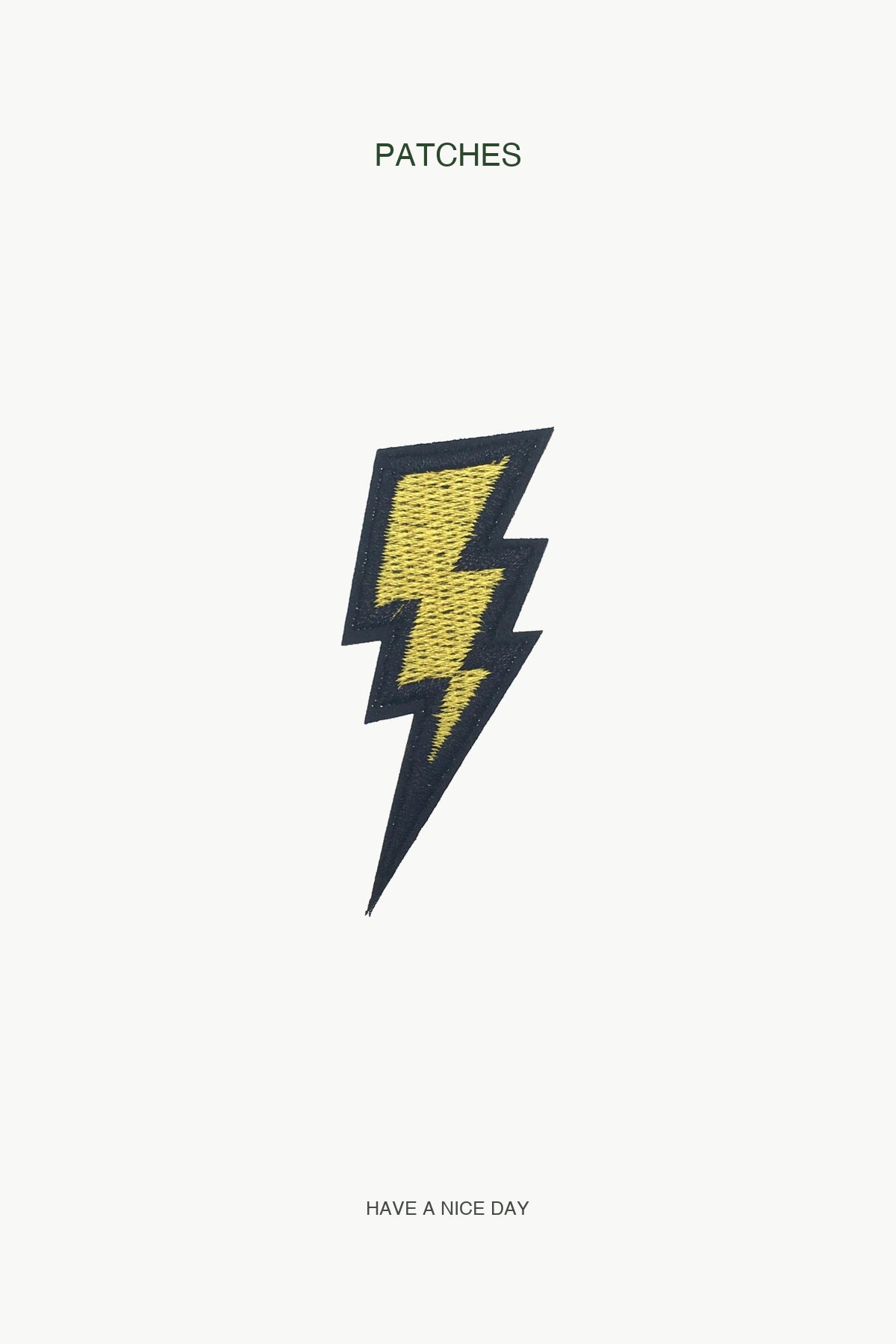 Yellow Lightning Bolt Patch — branded PATCHES display card