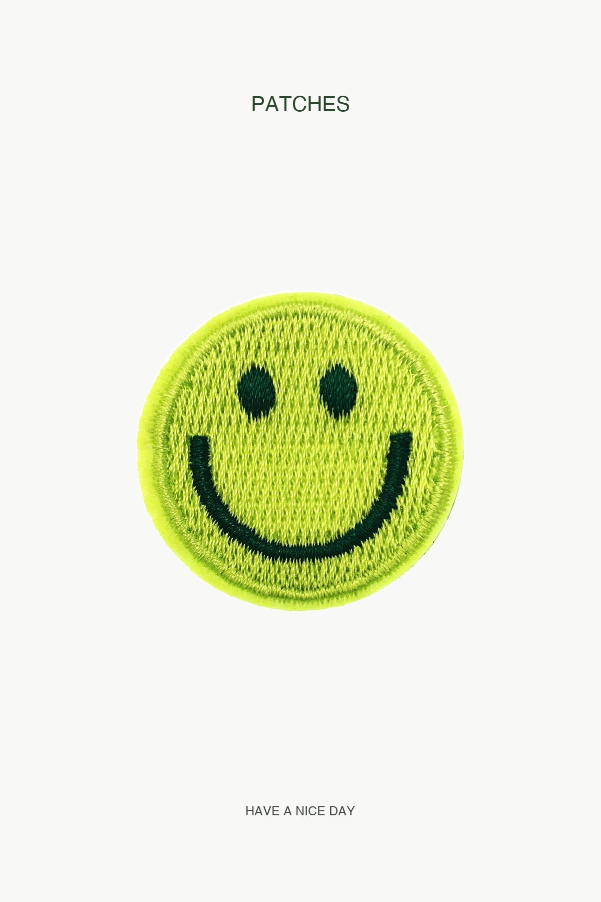 Yellow Smiling Face Patch — branded PATCHES display card
