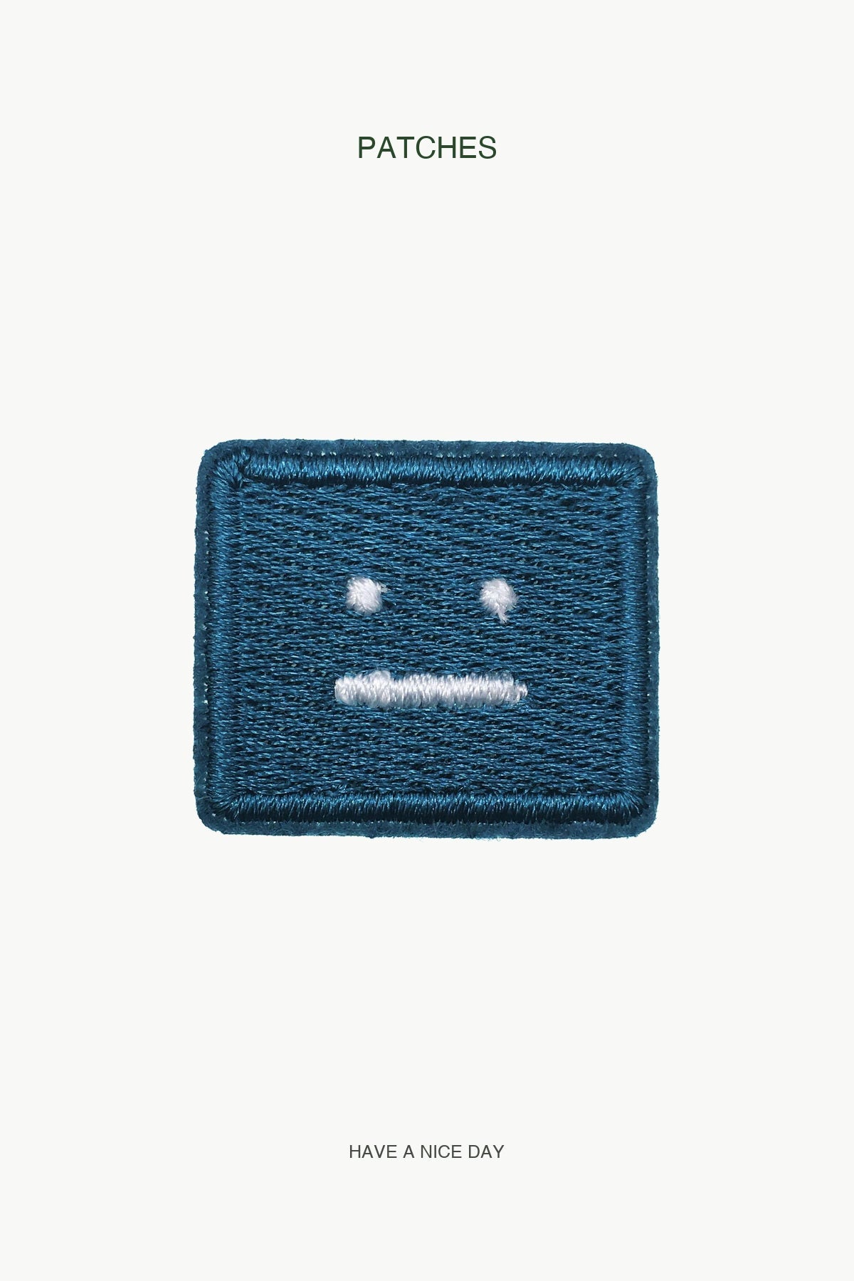 Green Square Face Patch — branded PATCHES display card
