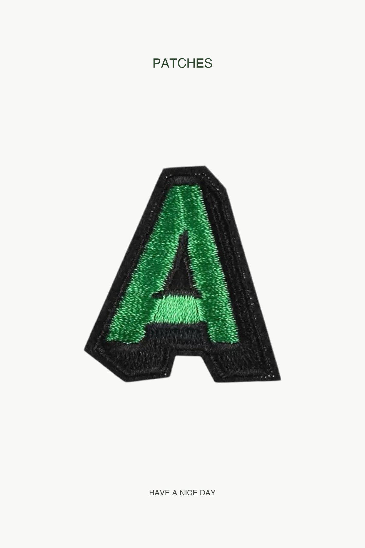 Uppercase A Alphabet Patch — branded PATCHES display card