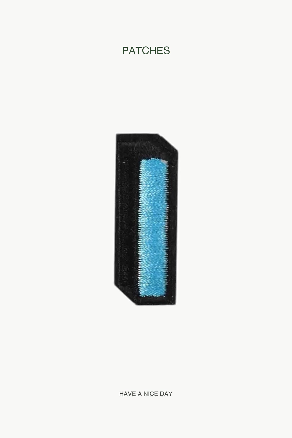 Uppercase I Alphabet Patch — branded PATCHES display card