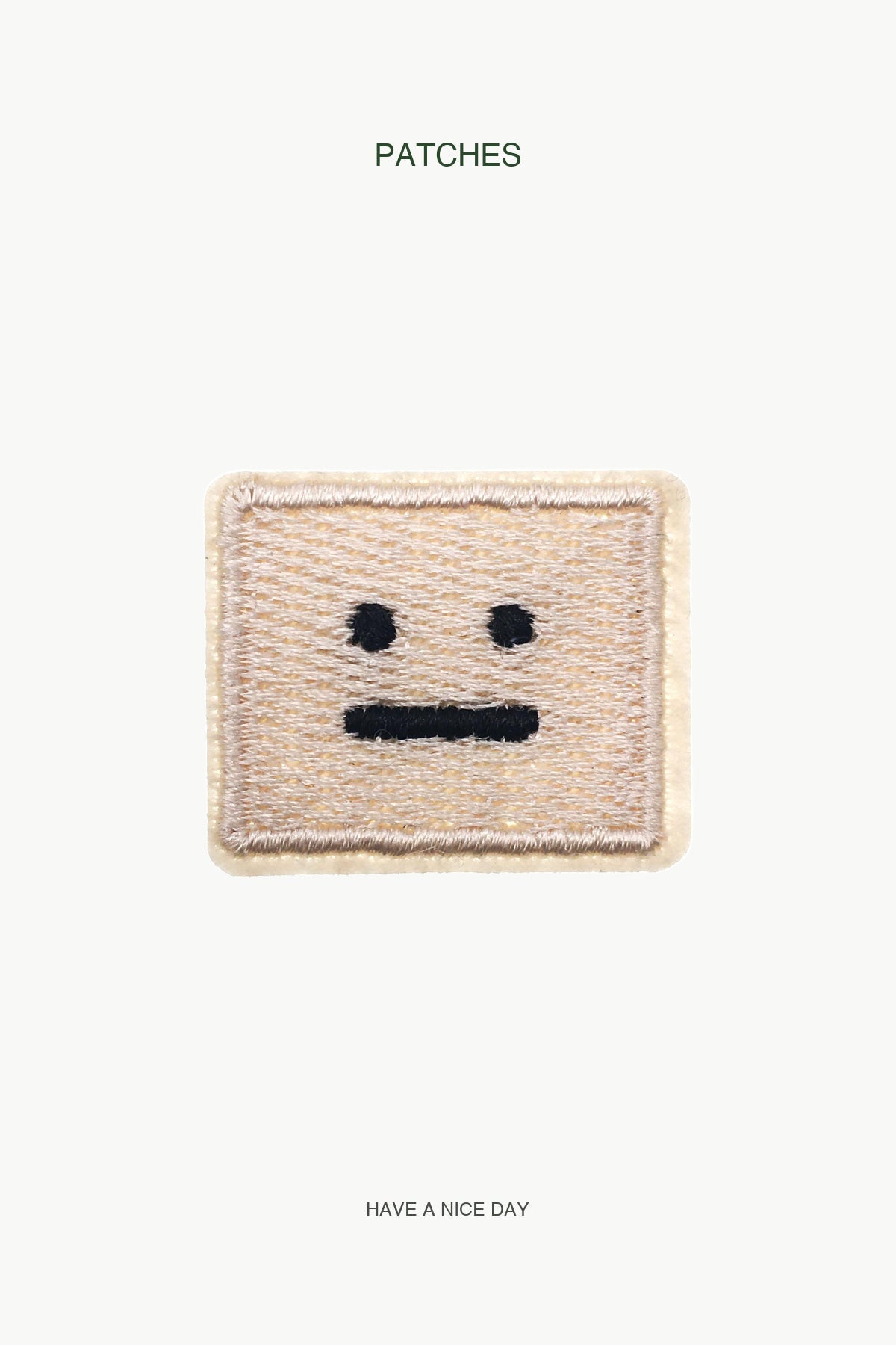 Khaki Square Face Patch — branded PATCHES display card