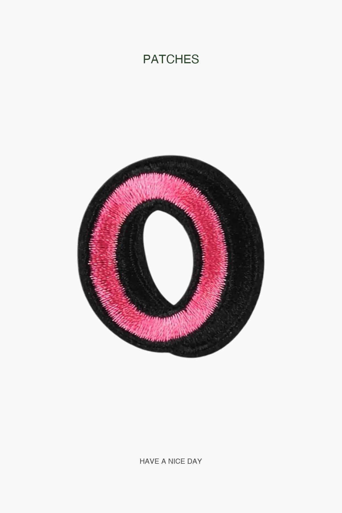 Uppercase O Alphabet Patch — branded PATCHES display card