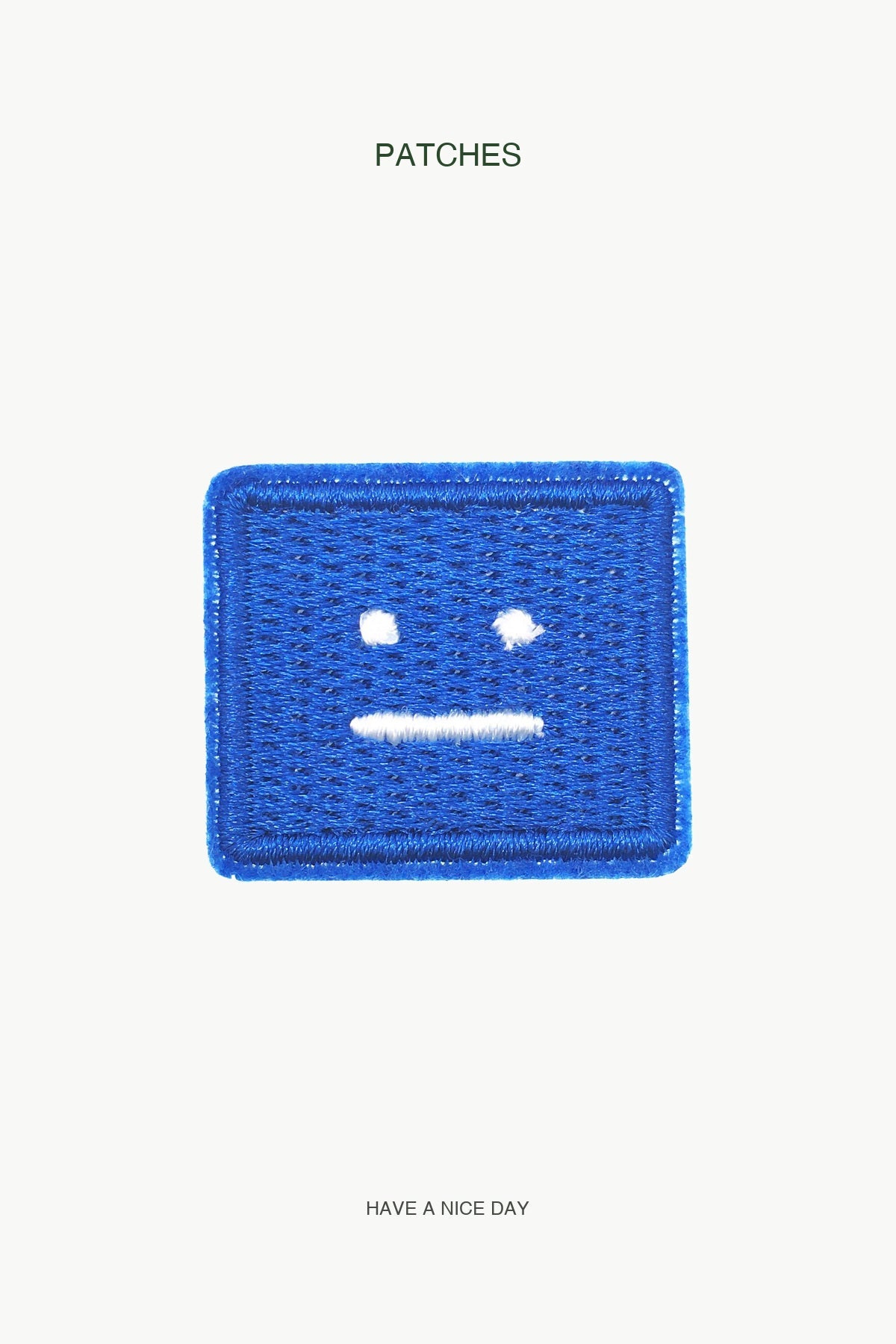 Blue Square Face Patch — branded PATCHES display card