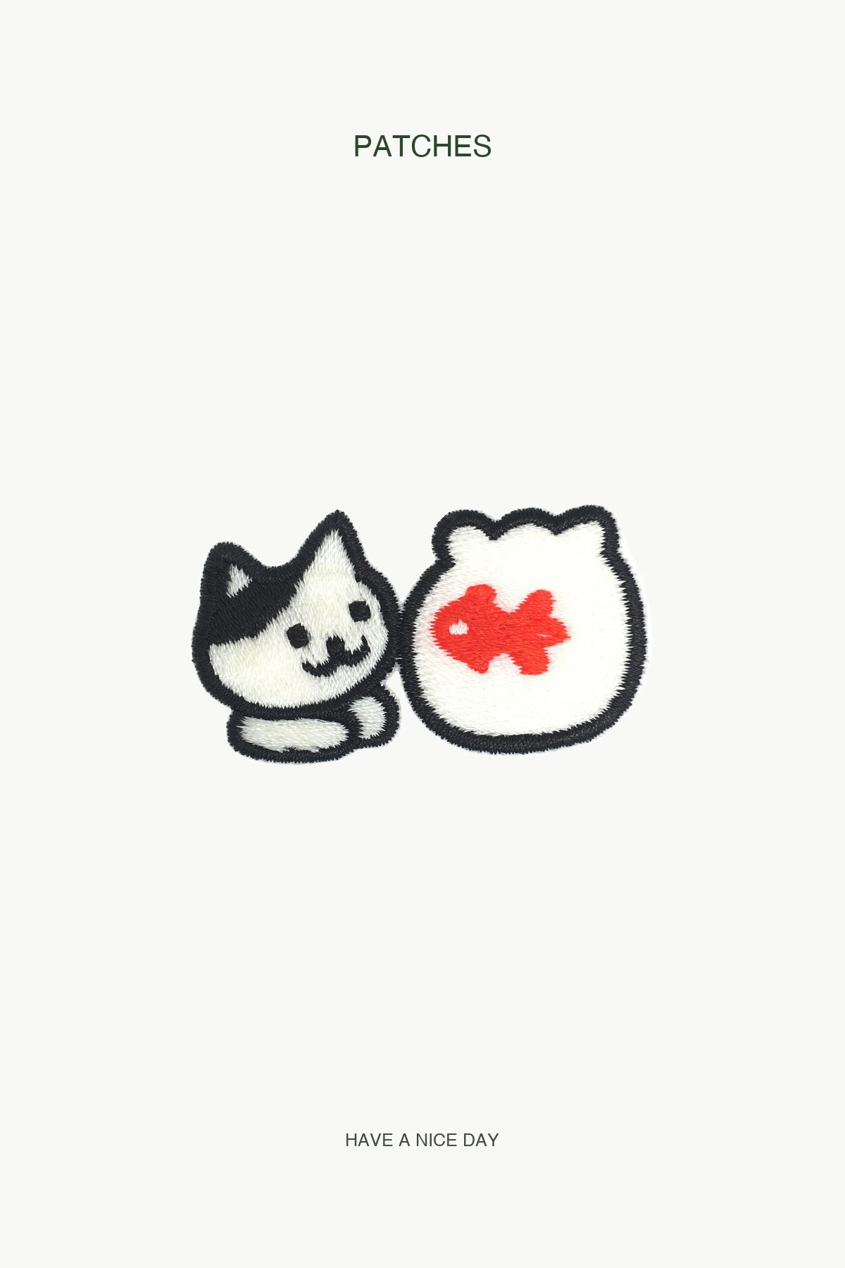 A Cat Stare At Fish Patch — branded PATCHES display card