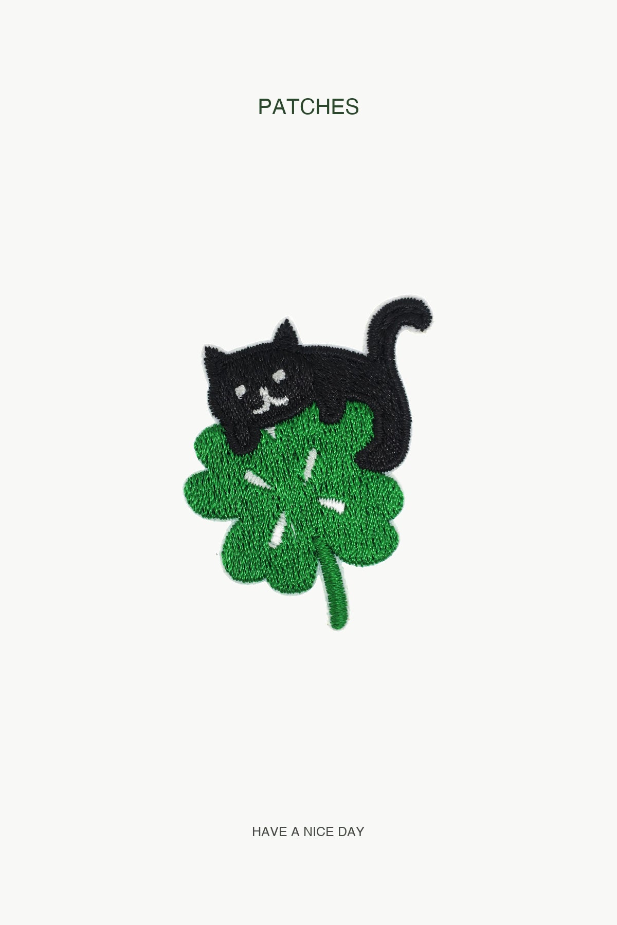 Black Cat & Clover Patch — branded PATCHES display card