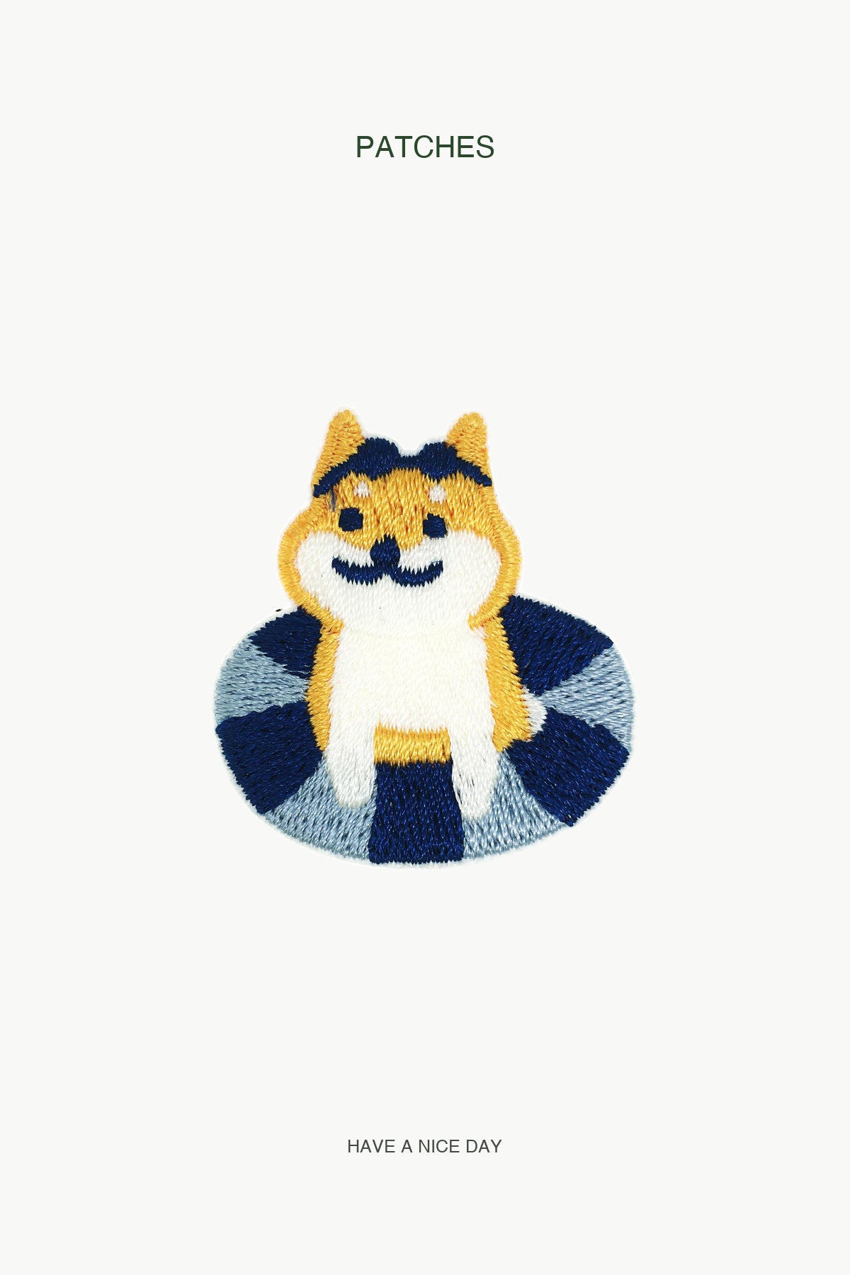 Shiba With Floatie Patch — branded PATCHES display card