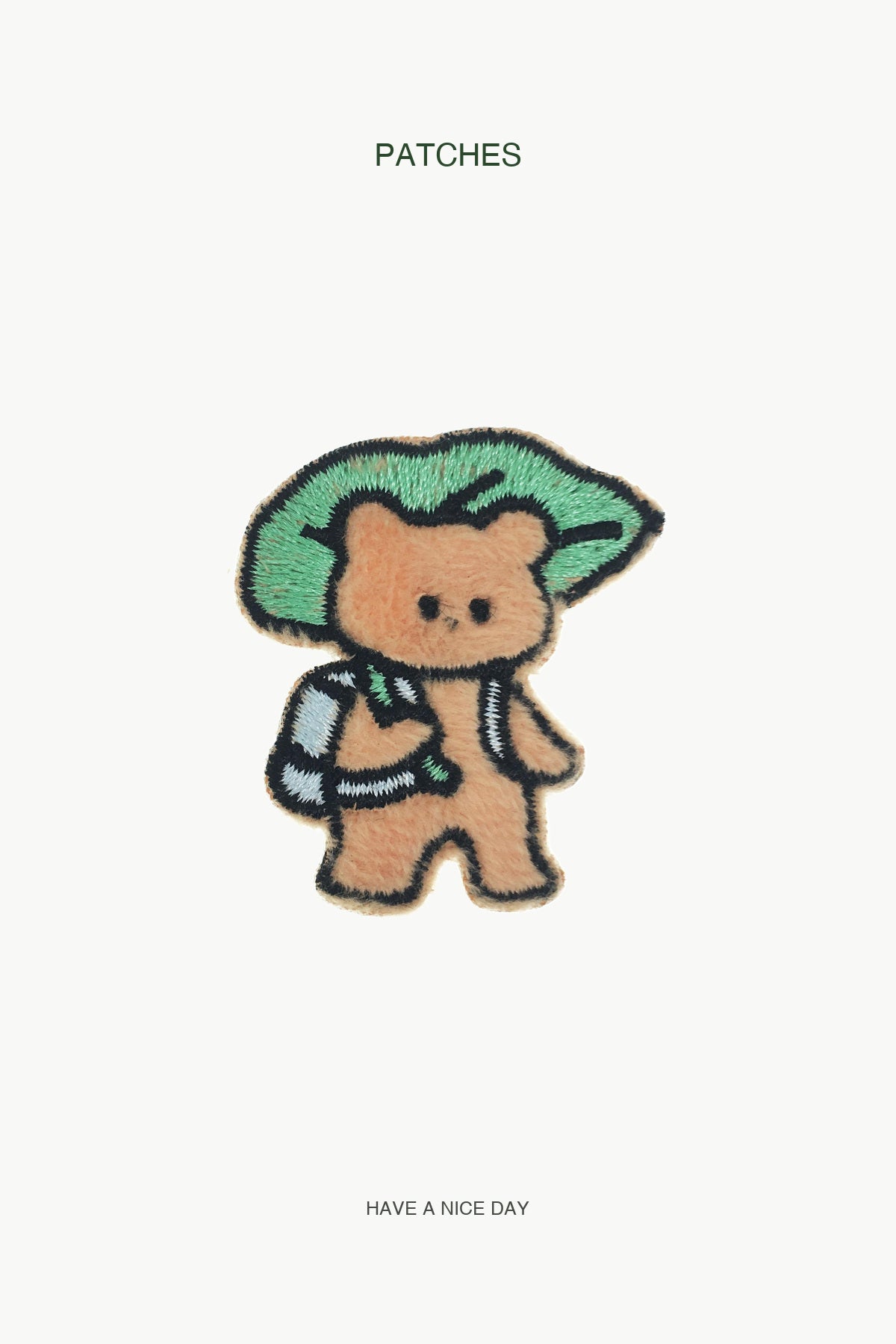 Bear With Leaf Umbrella Patch — branded PATCHES display card