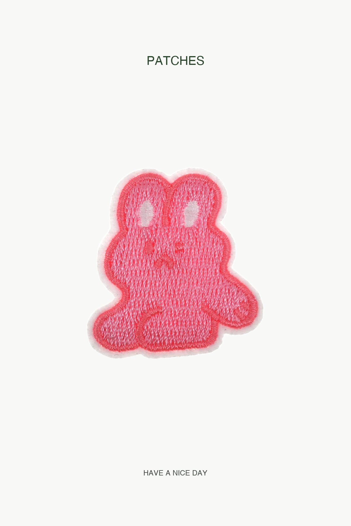 Pink Bunny Patch — branded PATCHES display card