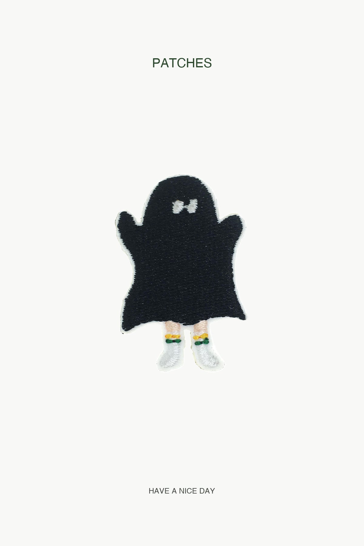 Black Ghost In Sneakers Patch — branded PATCHES display card