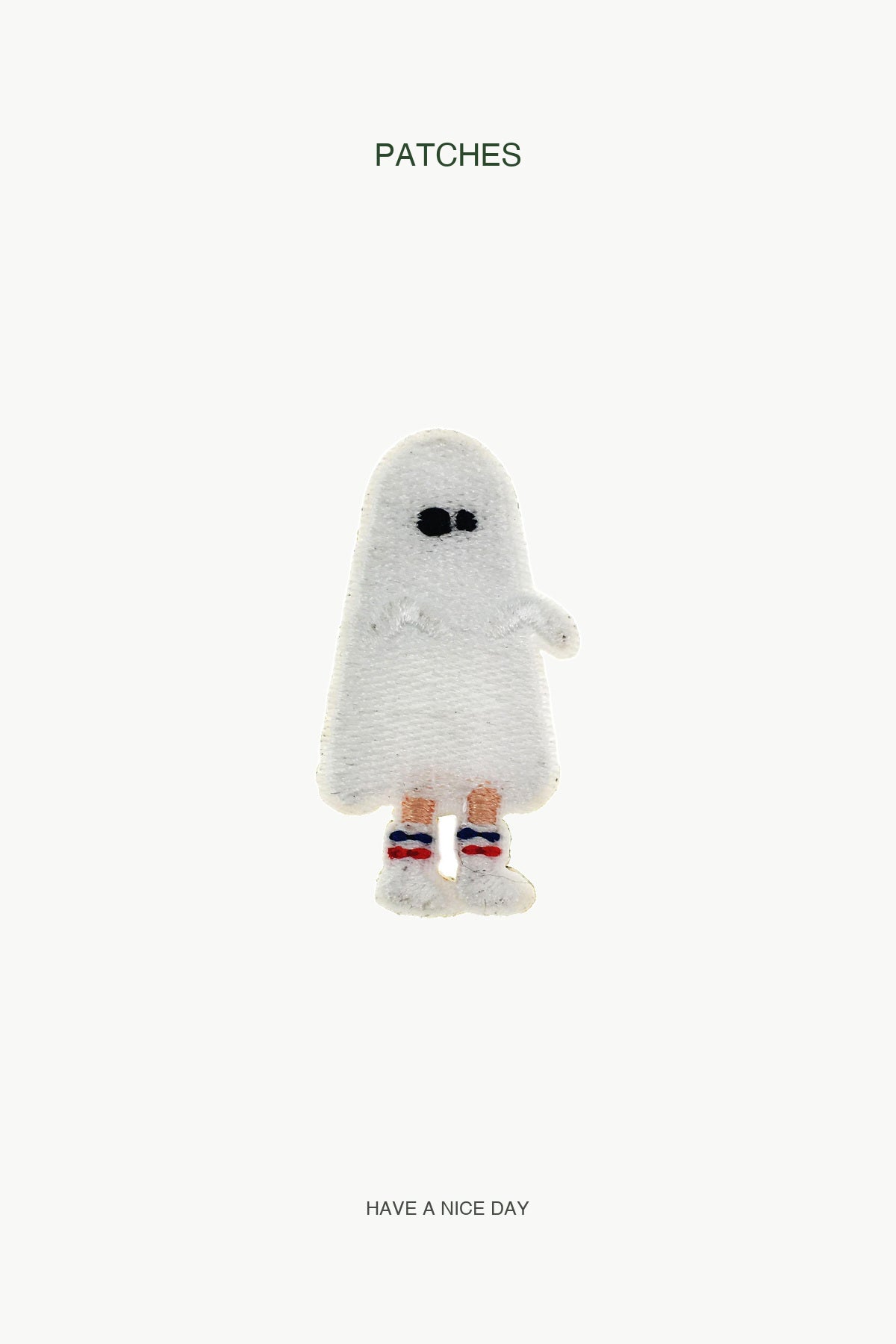 White Ghost In Sneakers Patch — branded PATCHES display card
