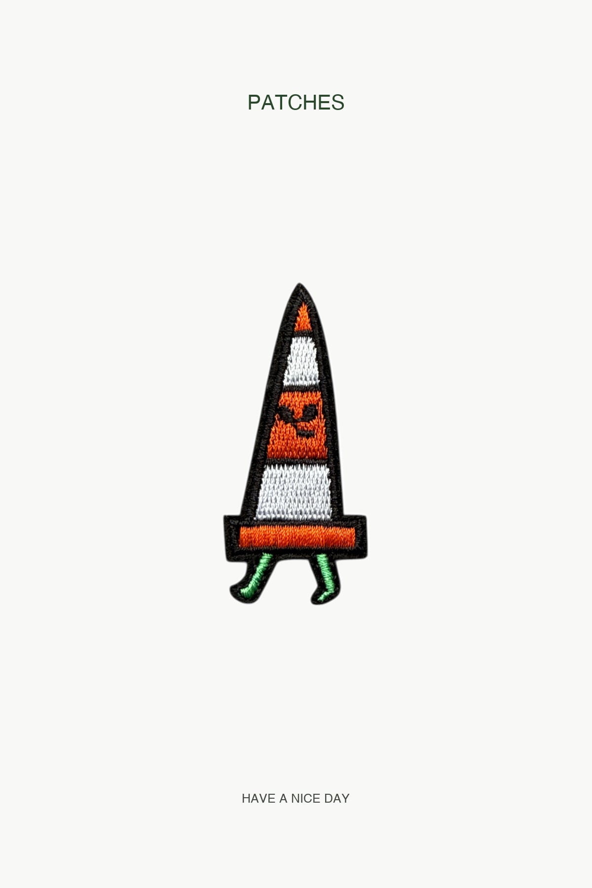 Road Cone Patch — branded PATCHES display card