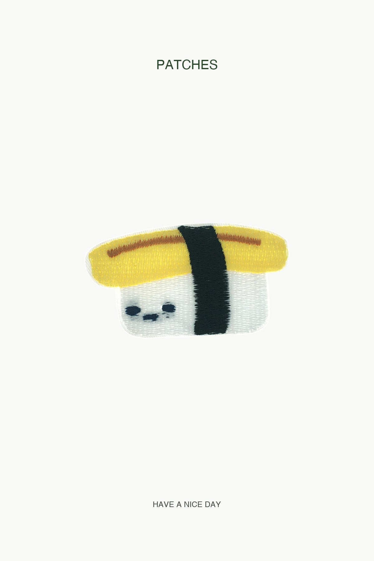 Sushi Tamago Patch — branded PATCHES display card