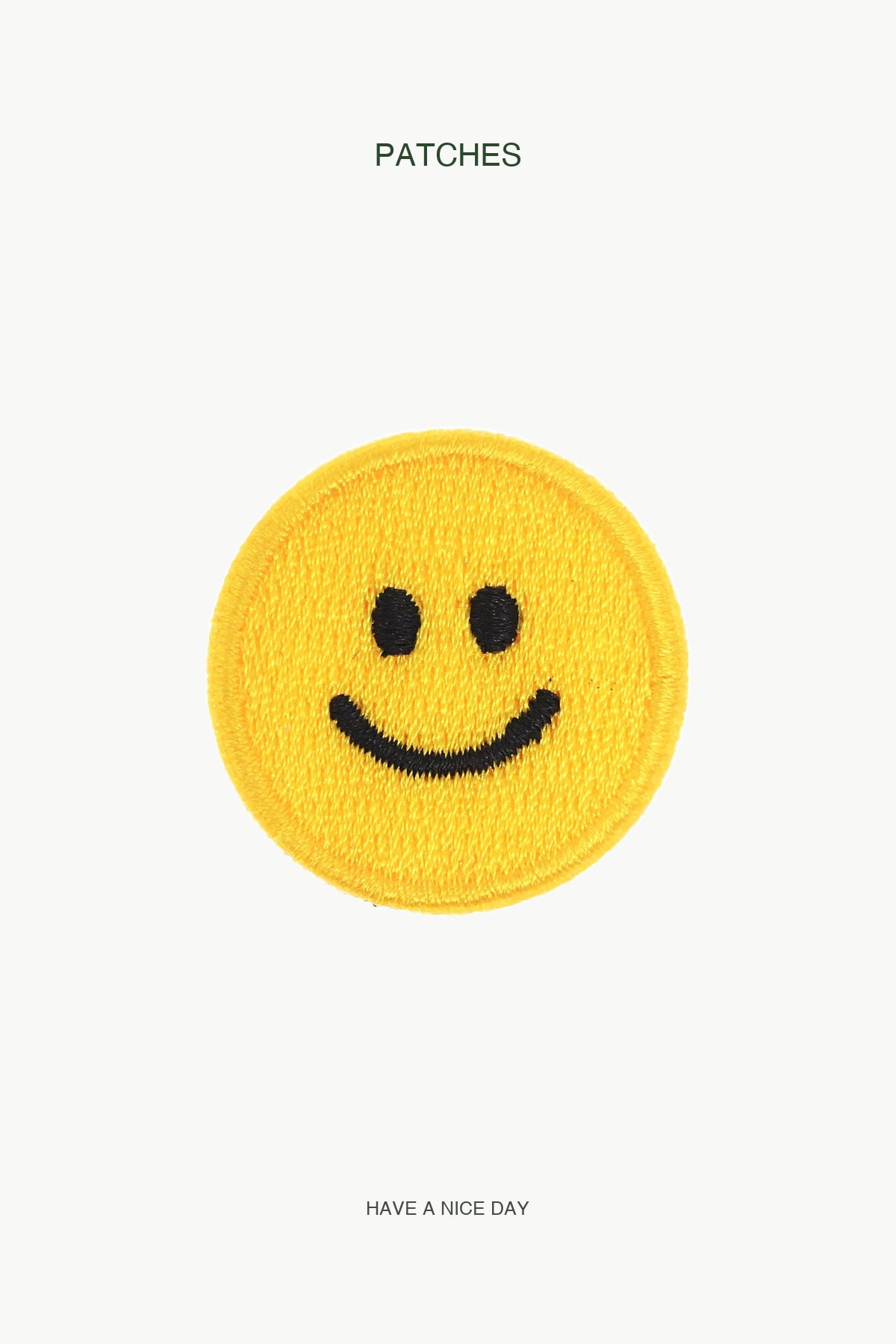 Smiling Yellow Emoji Patch — branded PATCHES display card