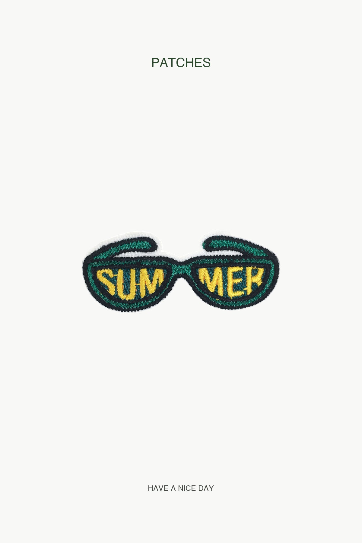 SUMMER Glasse Patch — branded PATCHES display card