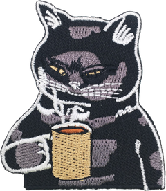 Black Cat Drinking Coffee Patch