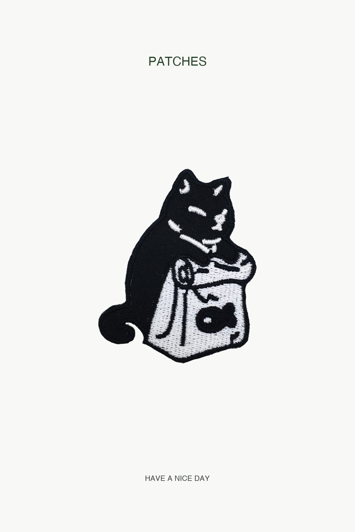 Black Cat Packing Lunch Patch — branded PATCHES display card