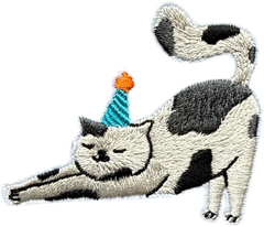 Cat with Birthday Hat Patch