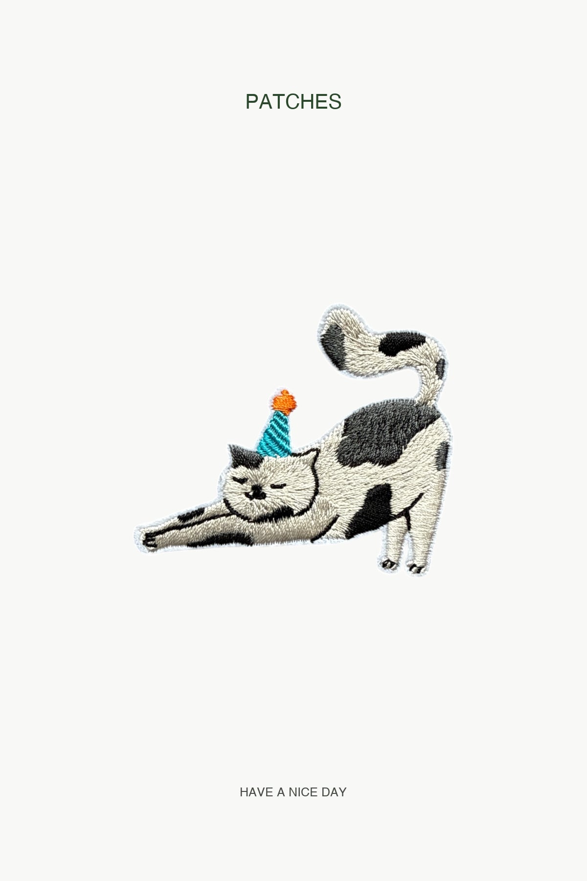 Cat with Birthday Hat Patch — branded PATCHES display card