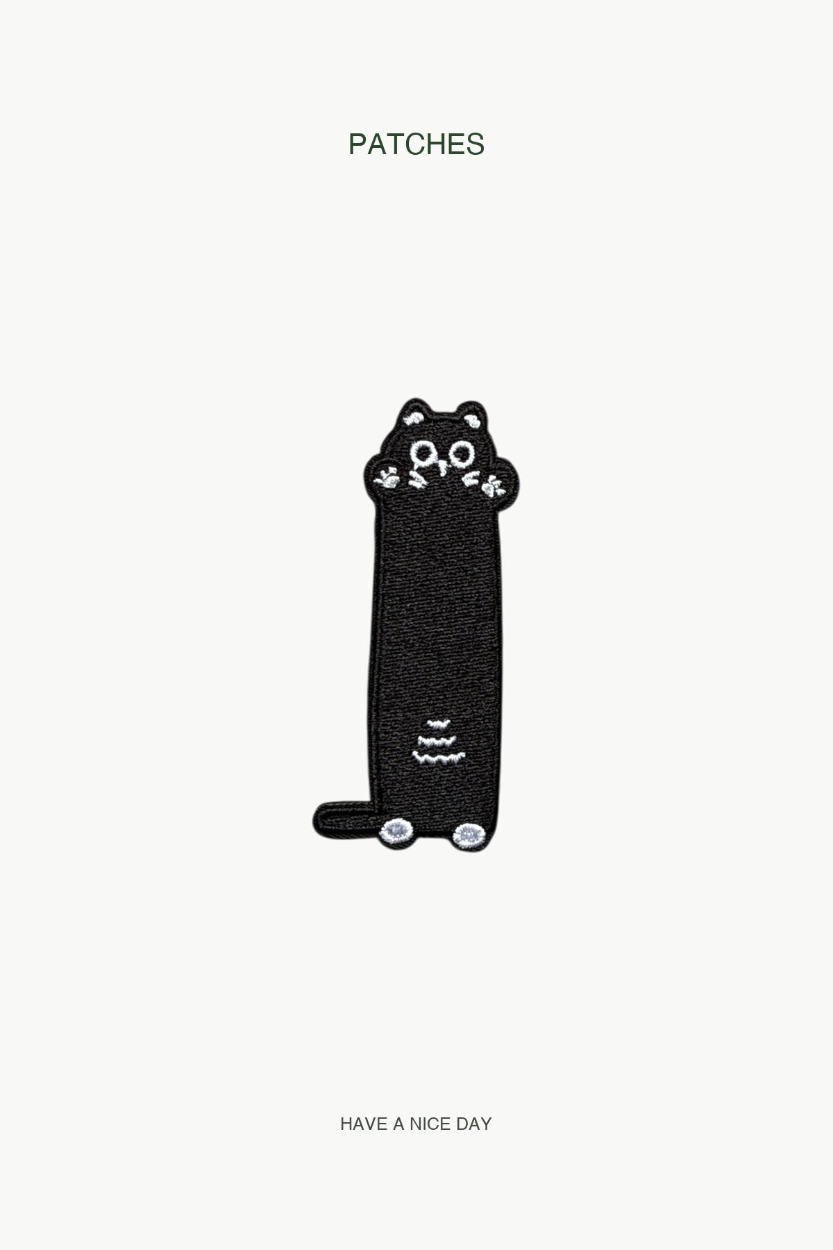 Standing Long Black Cat Patch — branded PATCHES display card