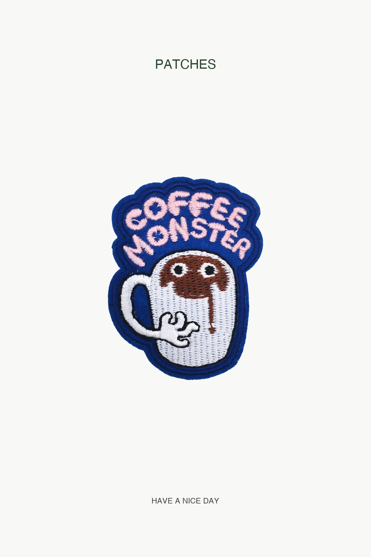 "Coffee Monster'' Patch — branded PATCHES display card