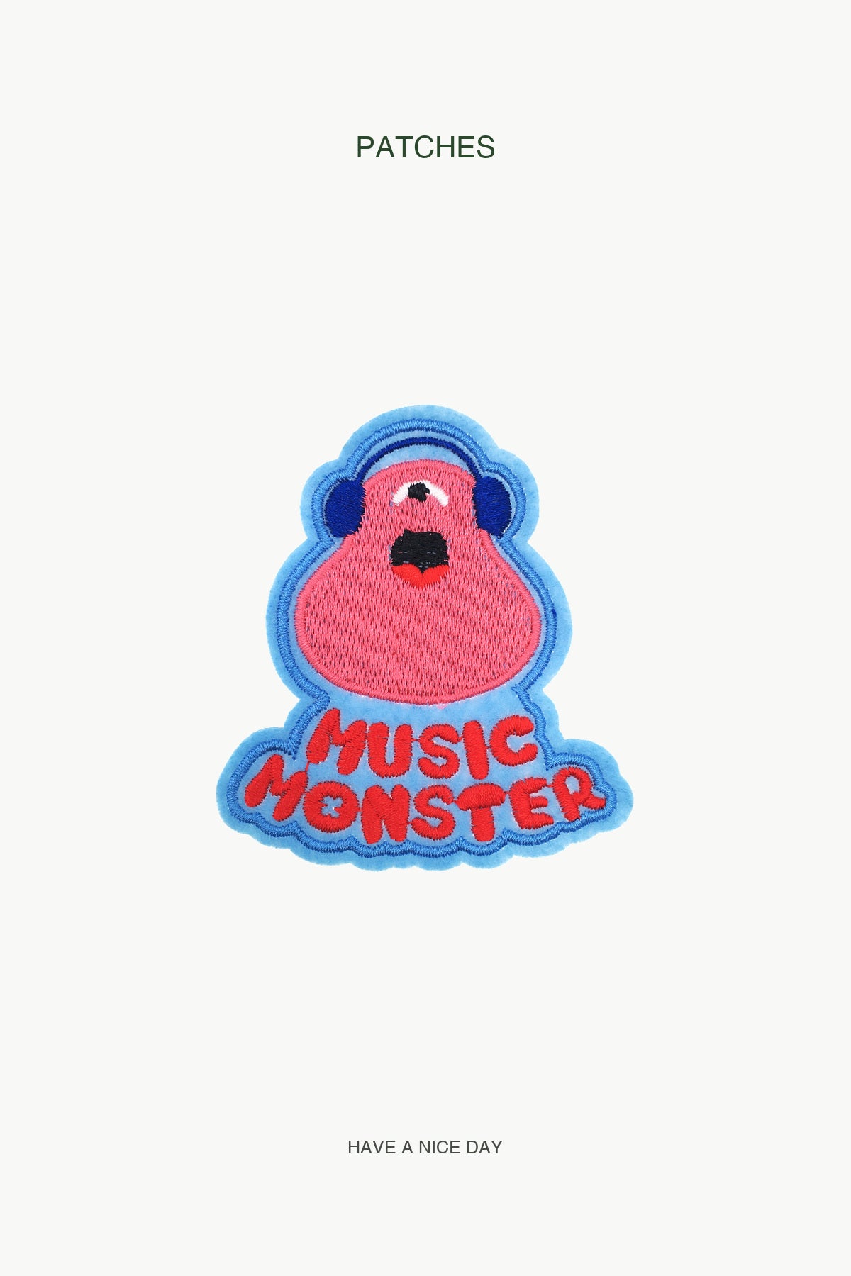 "Music Monster" Patch — branded PATCHES display card