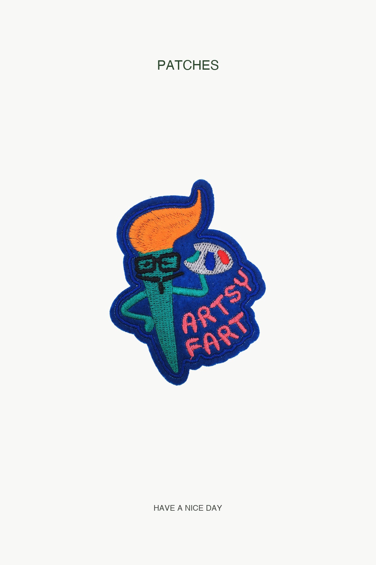 "Artsy Farty" Patch — branded PATCHES display card