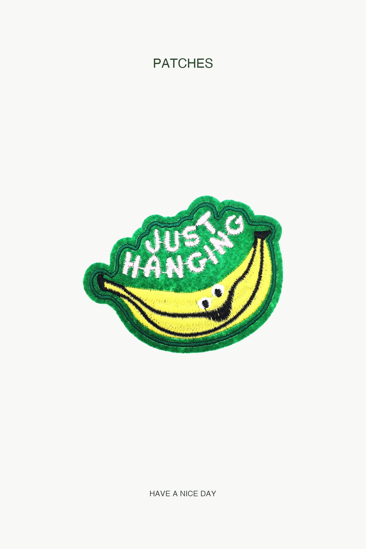 "Just Hanging" Patch — branded PATCHES display card