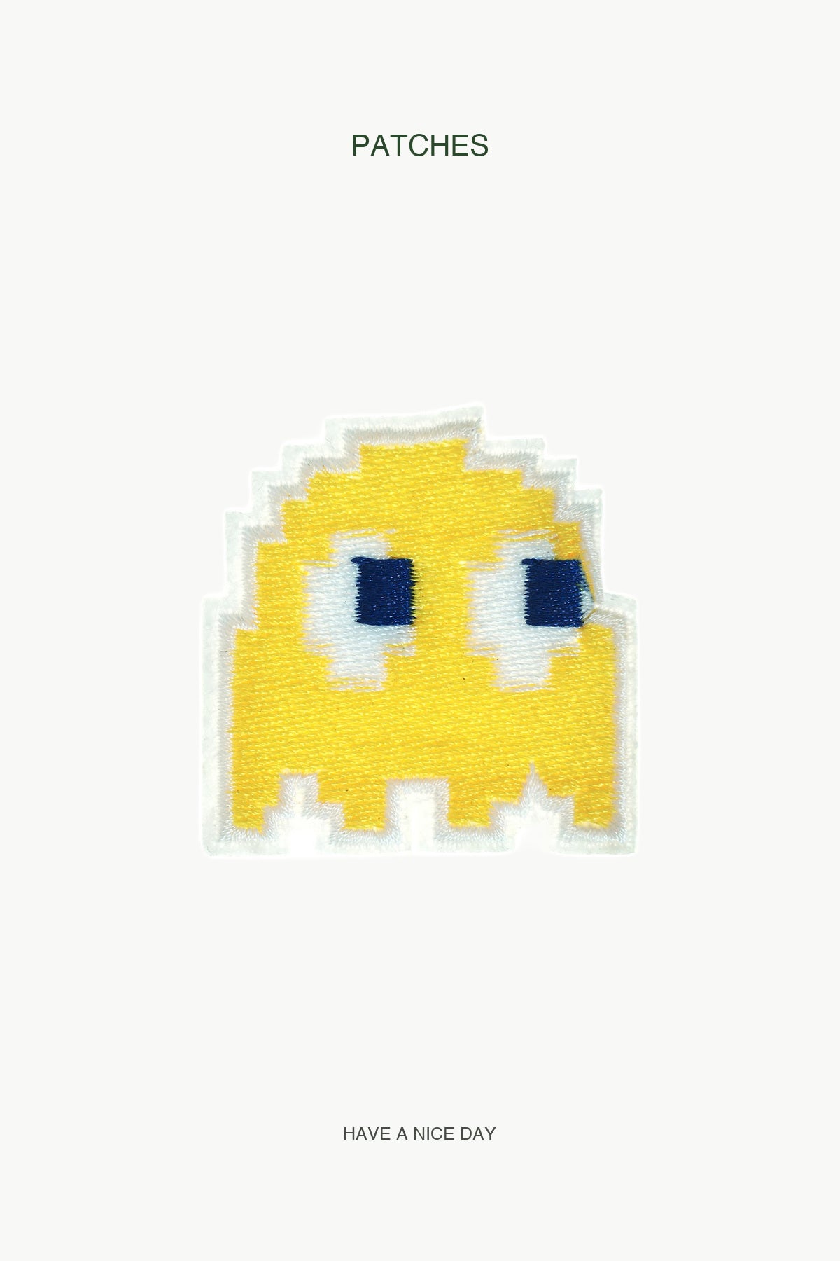 Yellow Pixel Ghost Patch — branded PATCHES display card