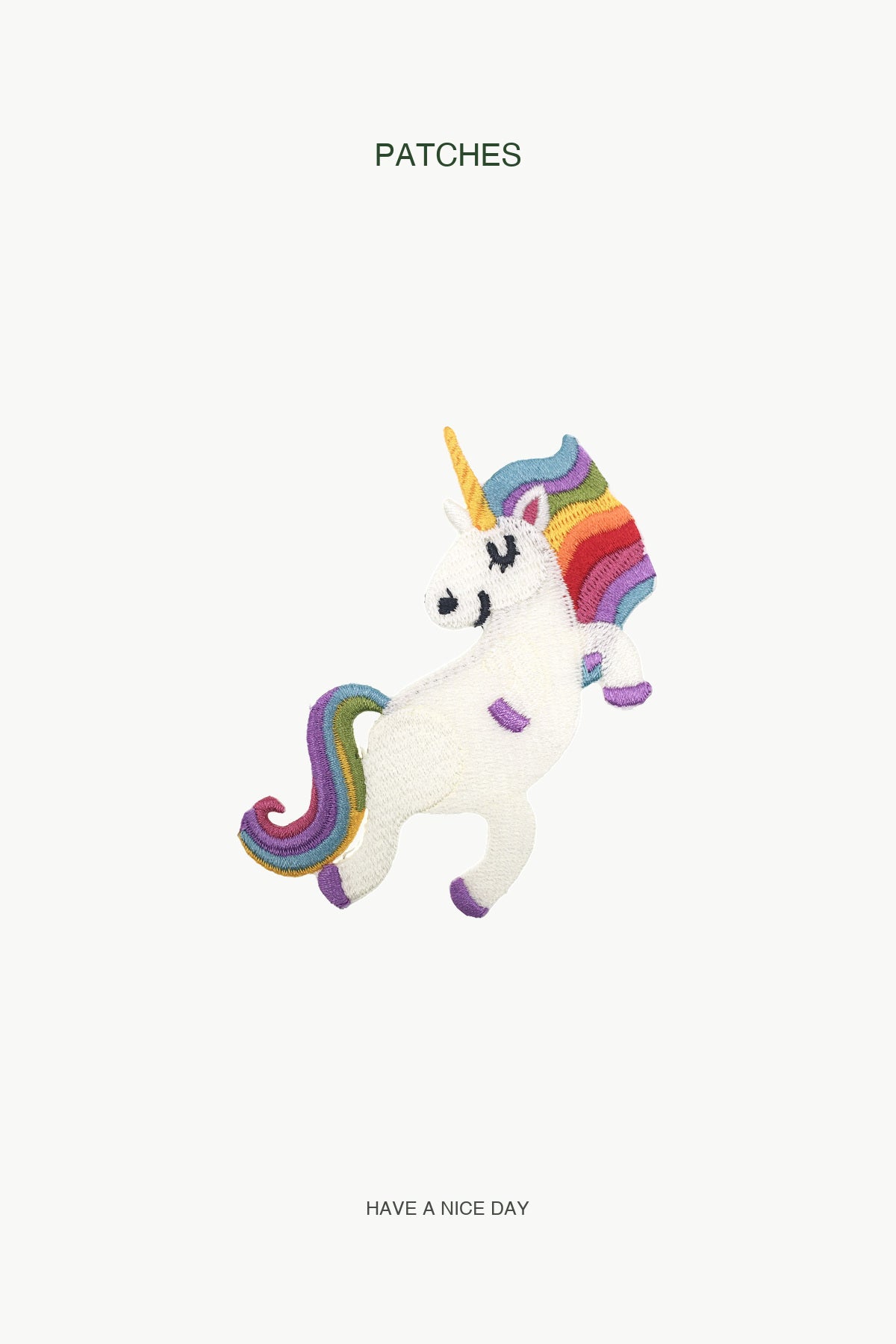 Rainbow Unicorn Patch — branded PATCHES display card