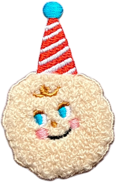 Fluffy Cookies with Party Hat- Beige Patch