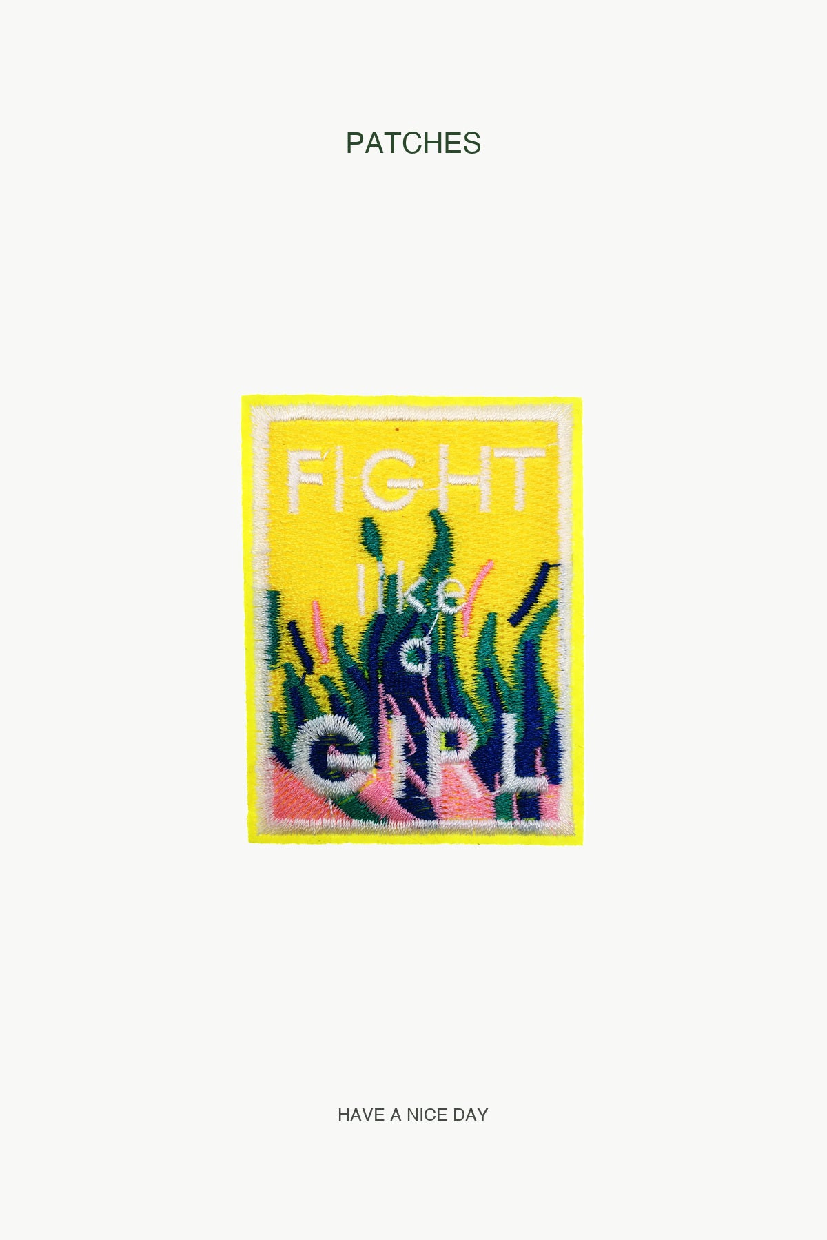 "Fight like a GIRL" Patch — branded PATCHES display card