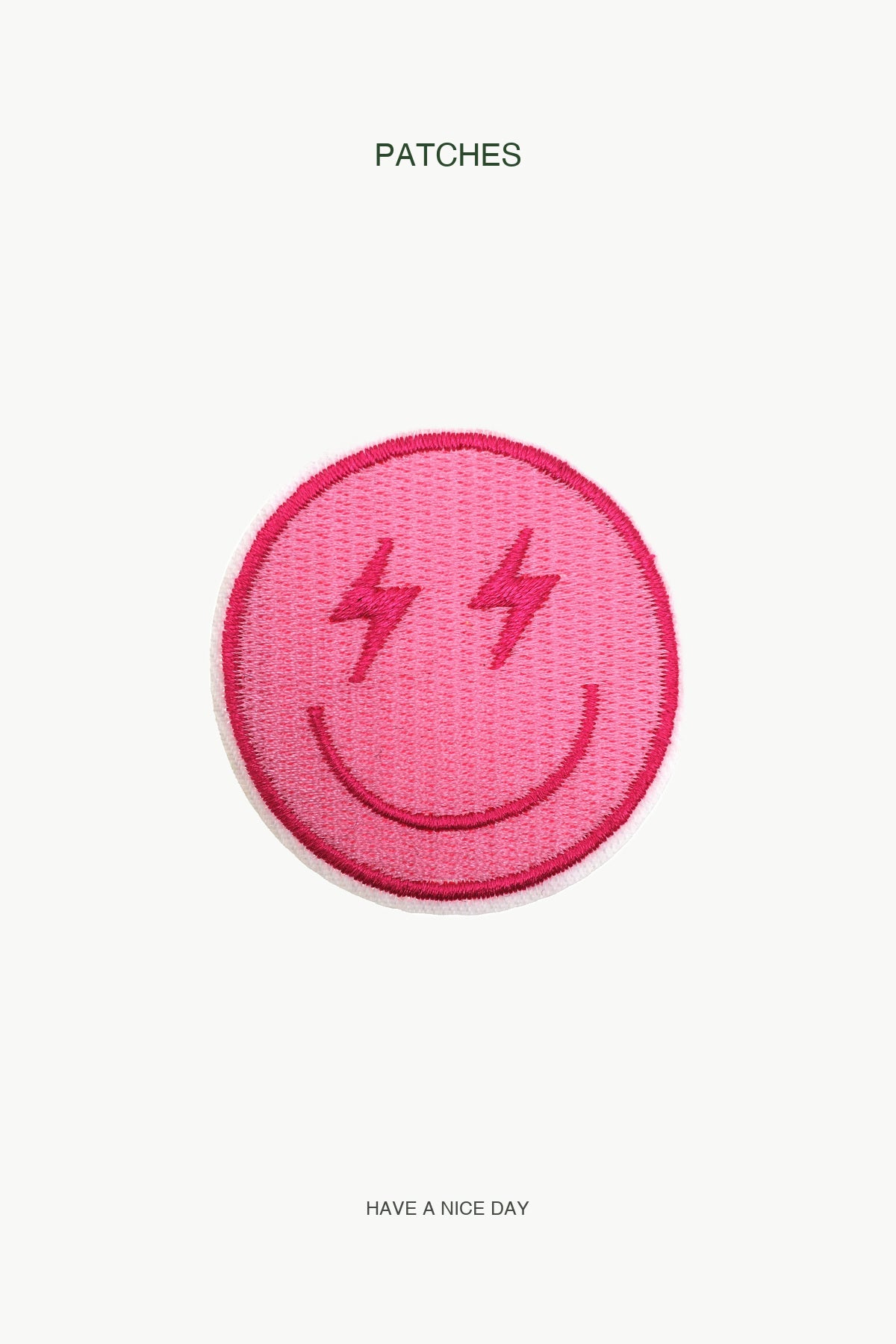 Pink Lightning Smile Patch — branded PATCHES display card