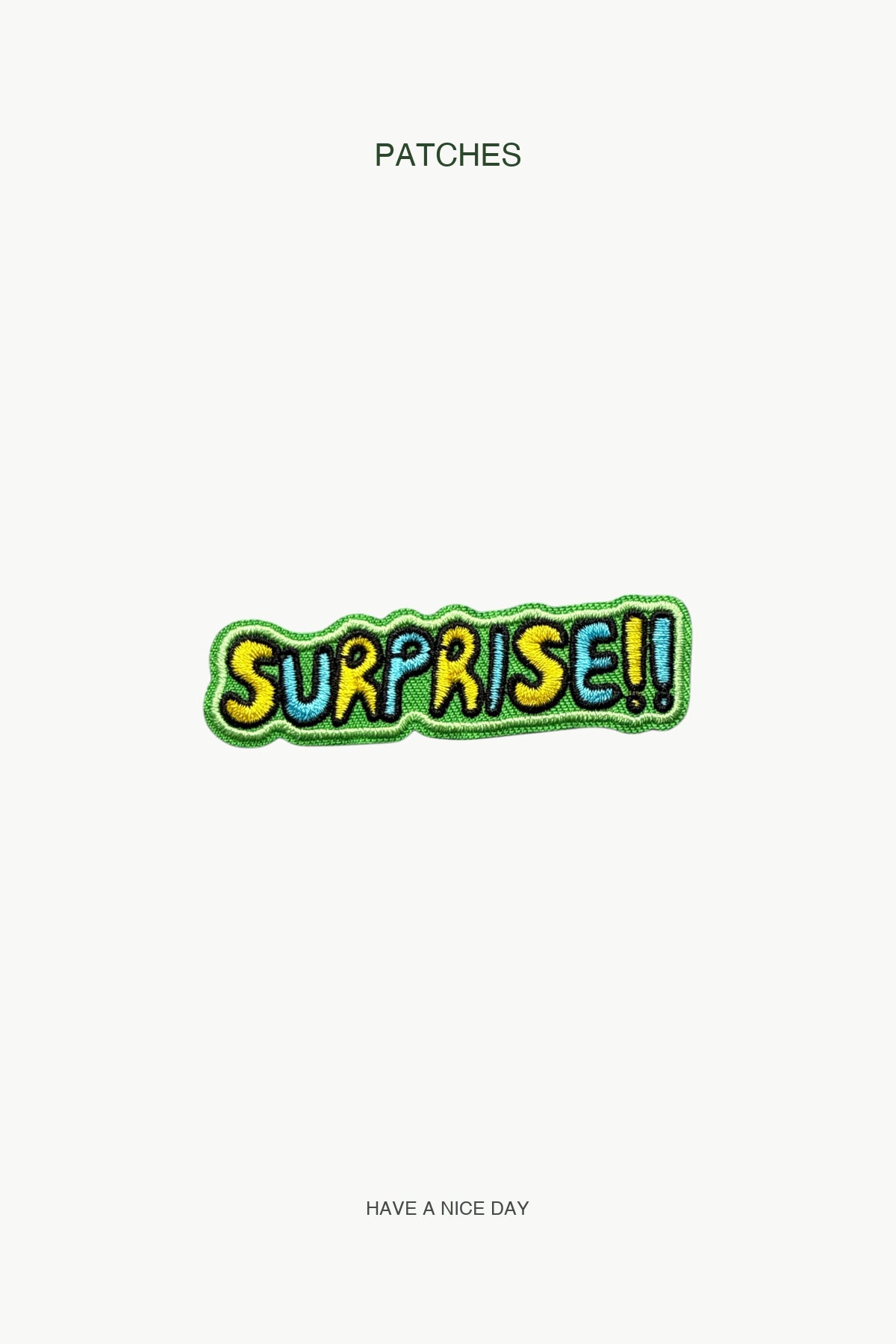 SUPPRISE!! Patch — branded PATCHES display card