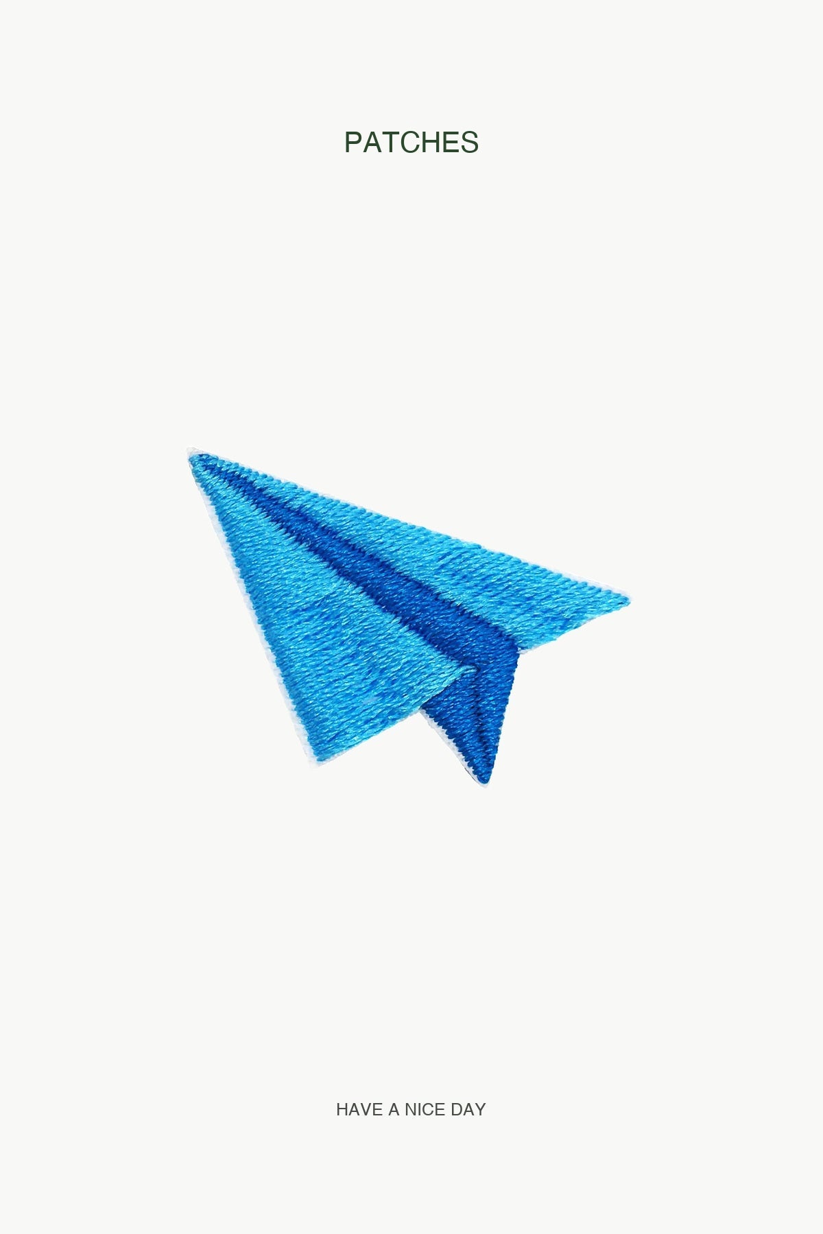 Blue Paperplane Patch — branded PATCHES display card