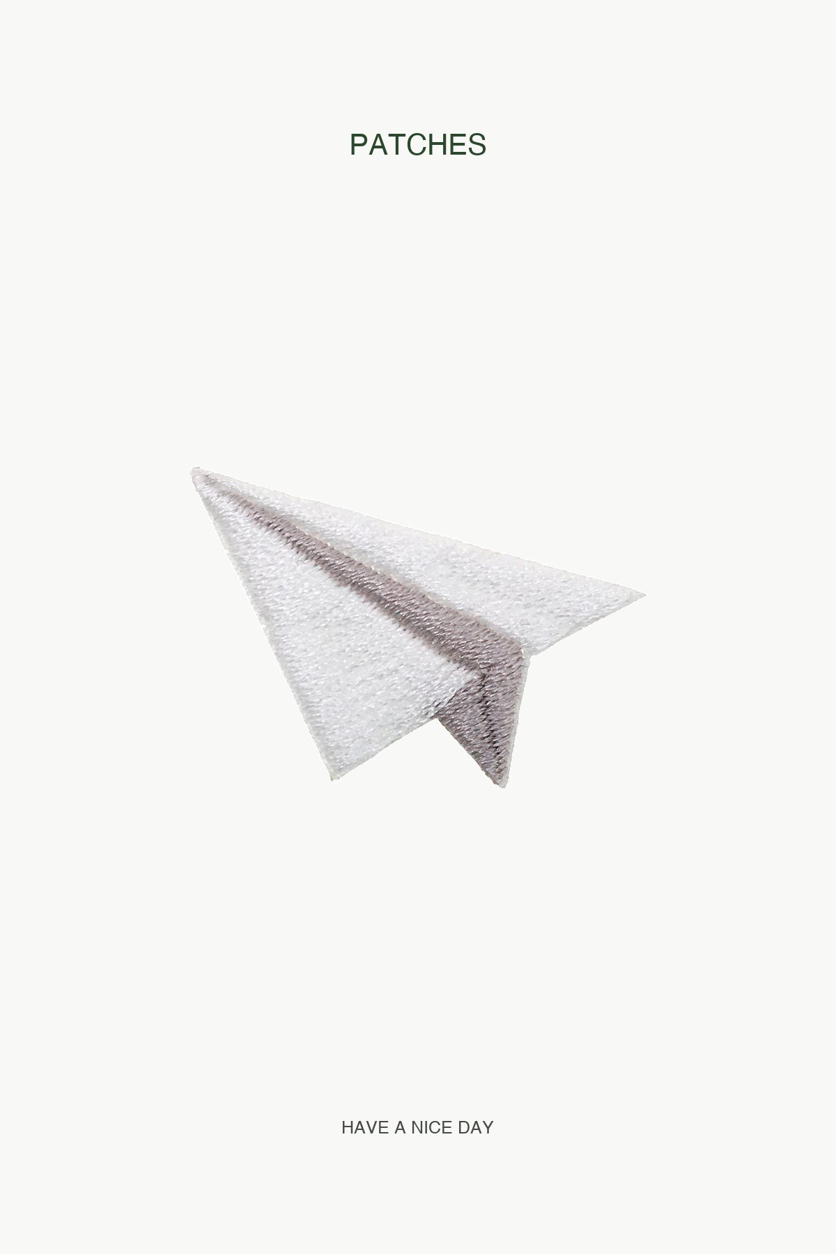 White Paperplane Patch — branded PATCHES display card