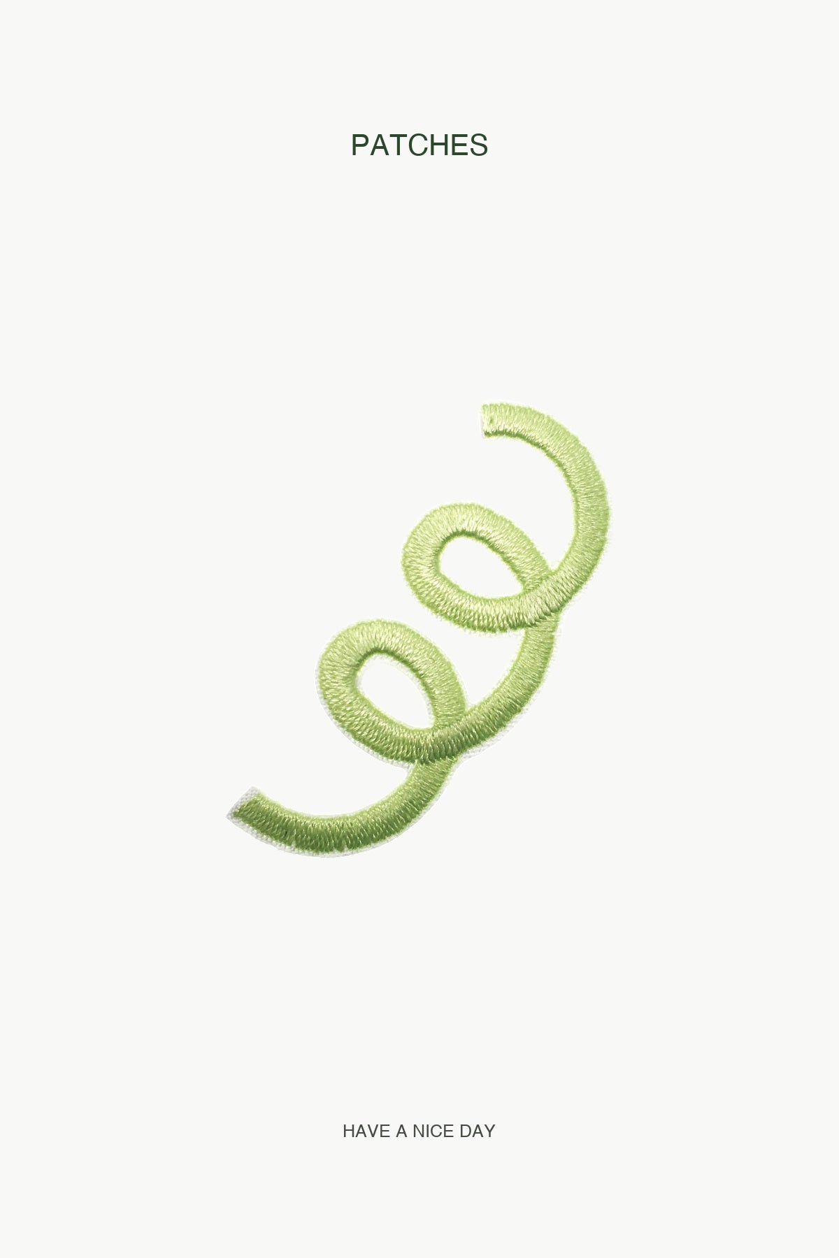 Curly Green Patch — branded PATCHES display card