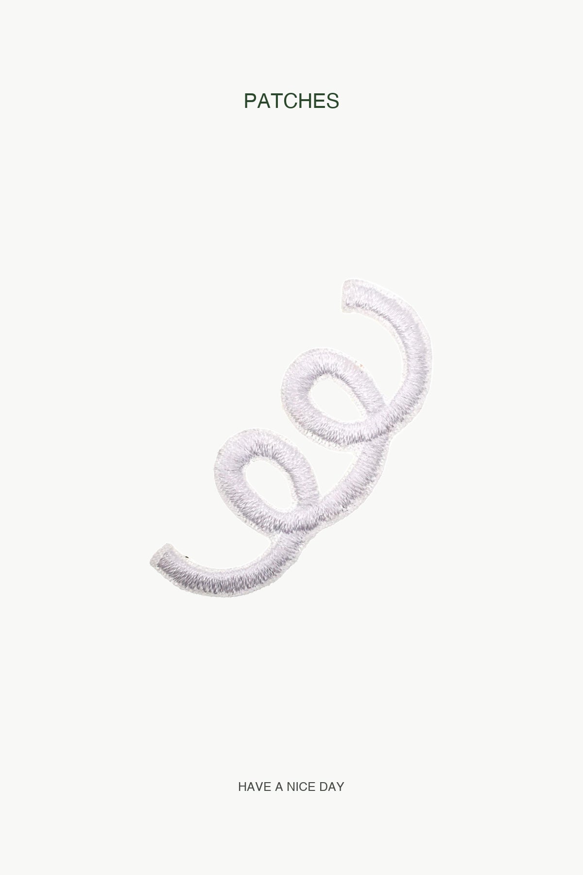 Curly White Patch — branded PATCHES display card