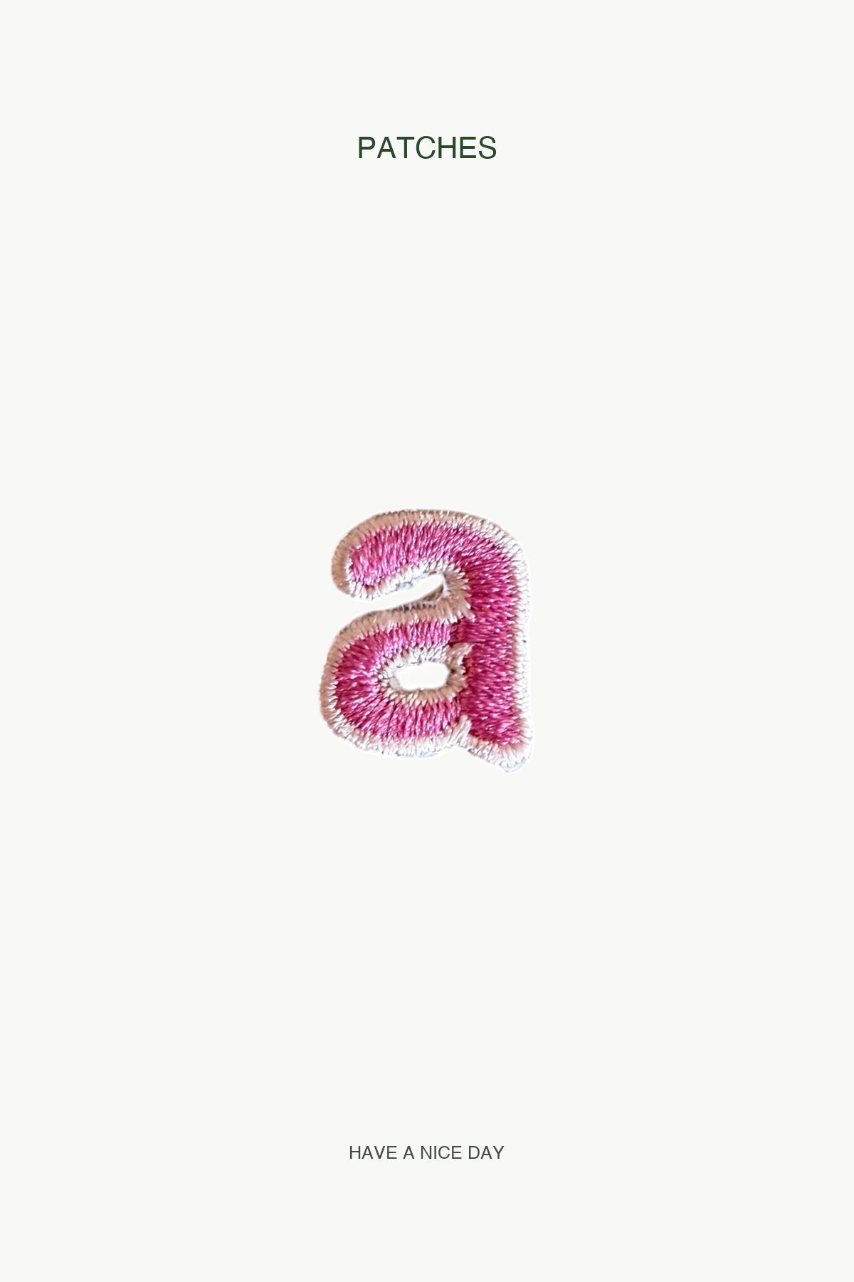 Lowercase a Alphabet Patch — branded PATCHES display card
